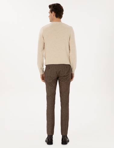 Vizon Slim Fit Beli Lastikli Kanvas Pantolon