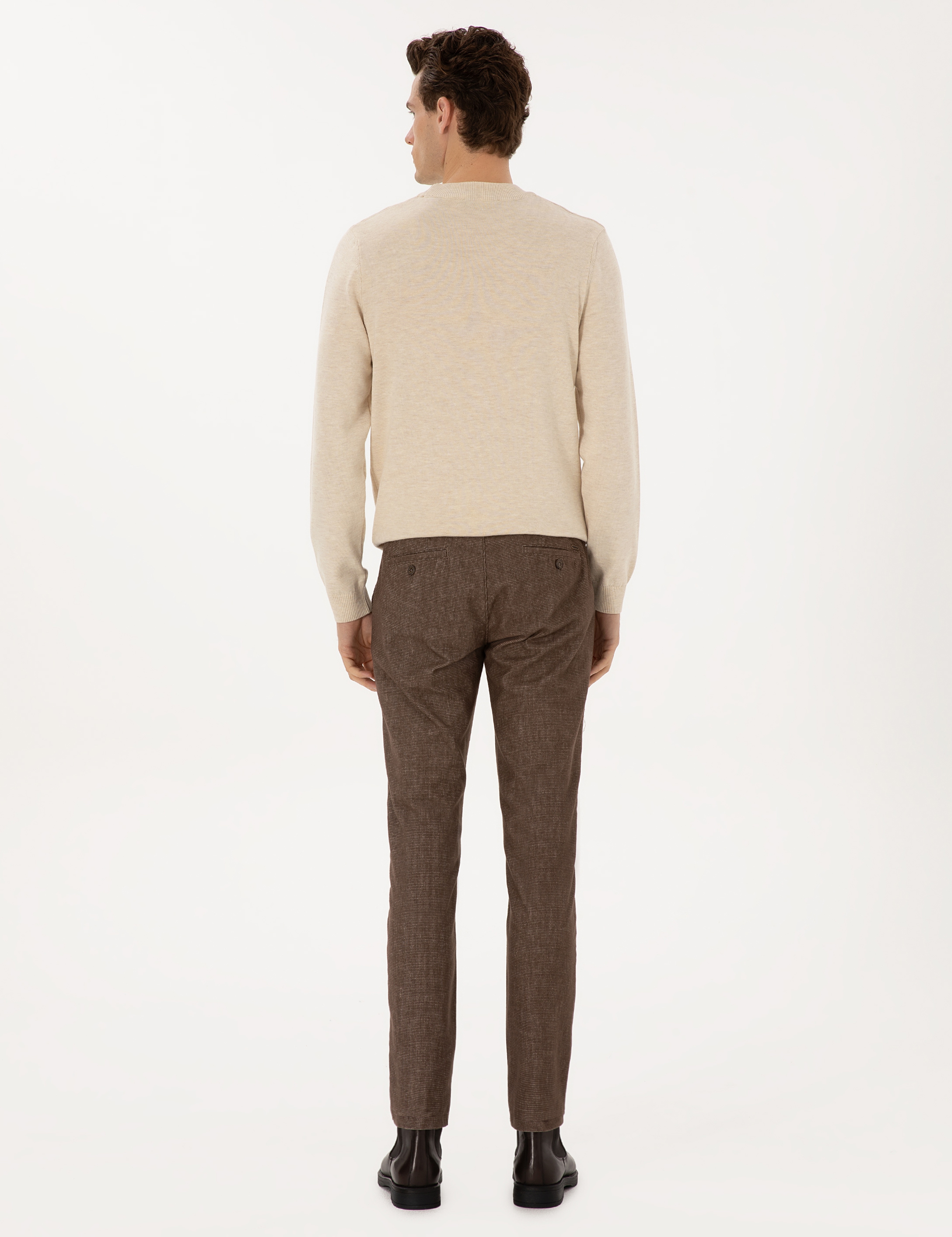 Vizon Slim Fit Beli Lastikli Kanvas Pantolon - Image 4