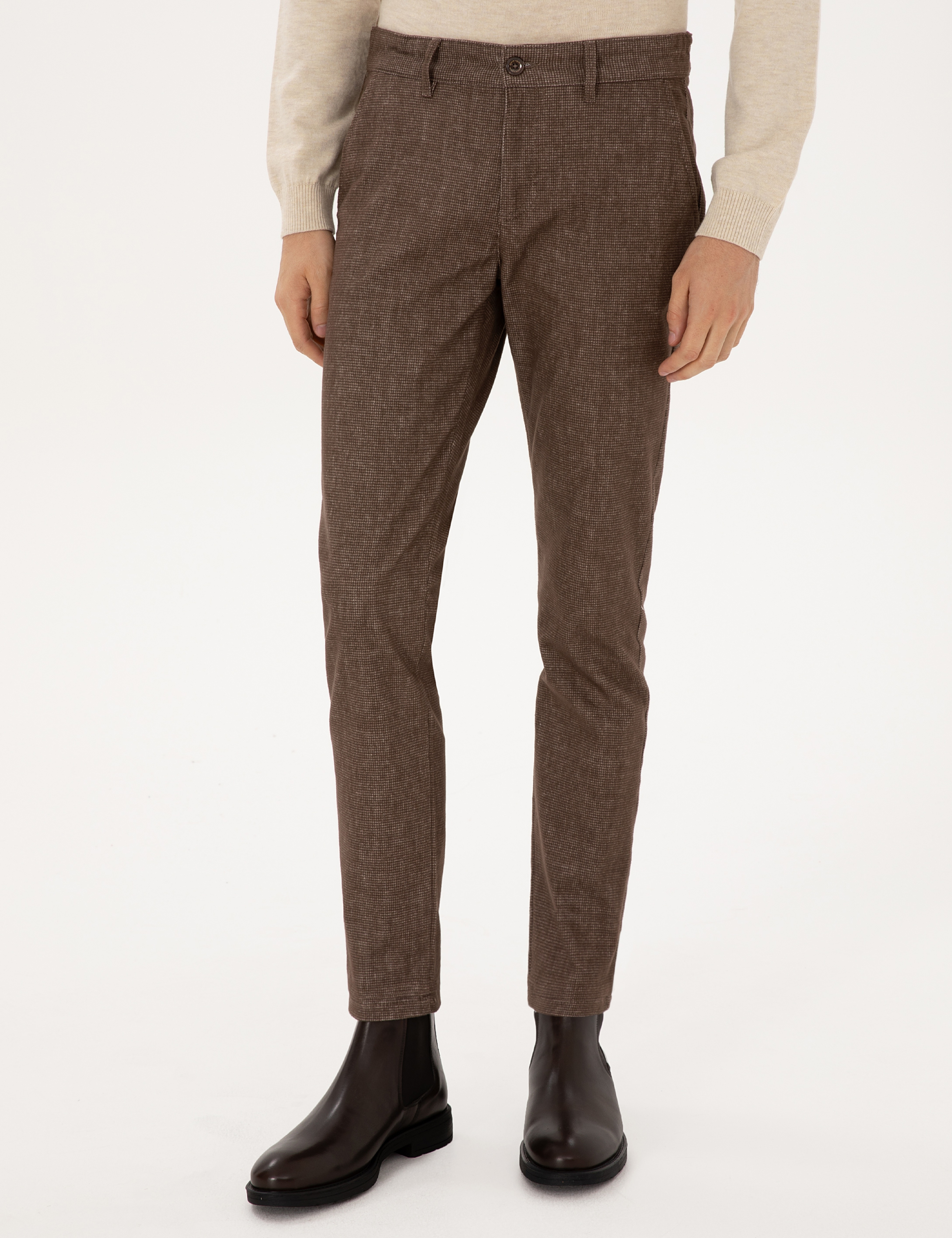 Vizon Slim Fit Beli Lastikli Kanvas Pantolon - Image 2