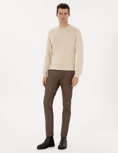 Vizon Slim Fit Beli Lastikli Kanvas Pantolon