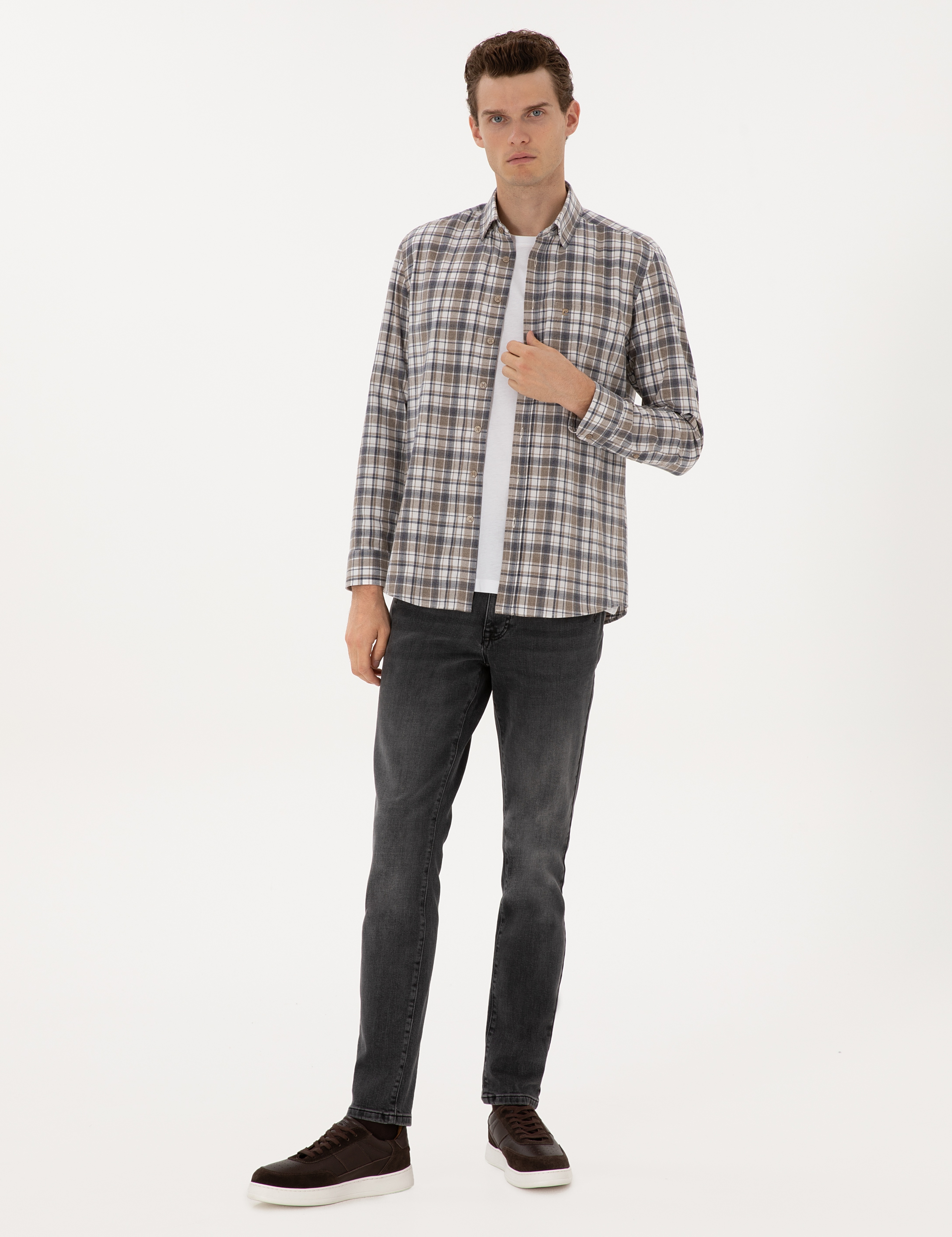 Antrasit Slim Fit Jean Pantolon - Image 1