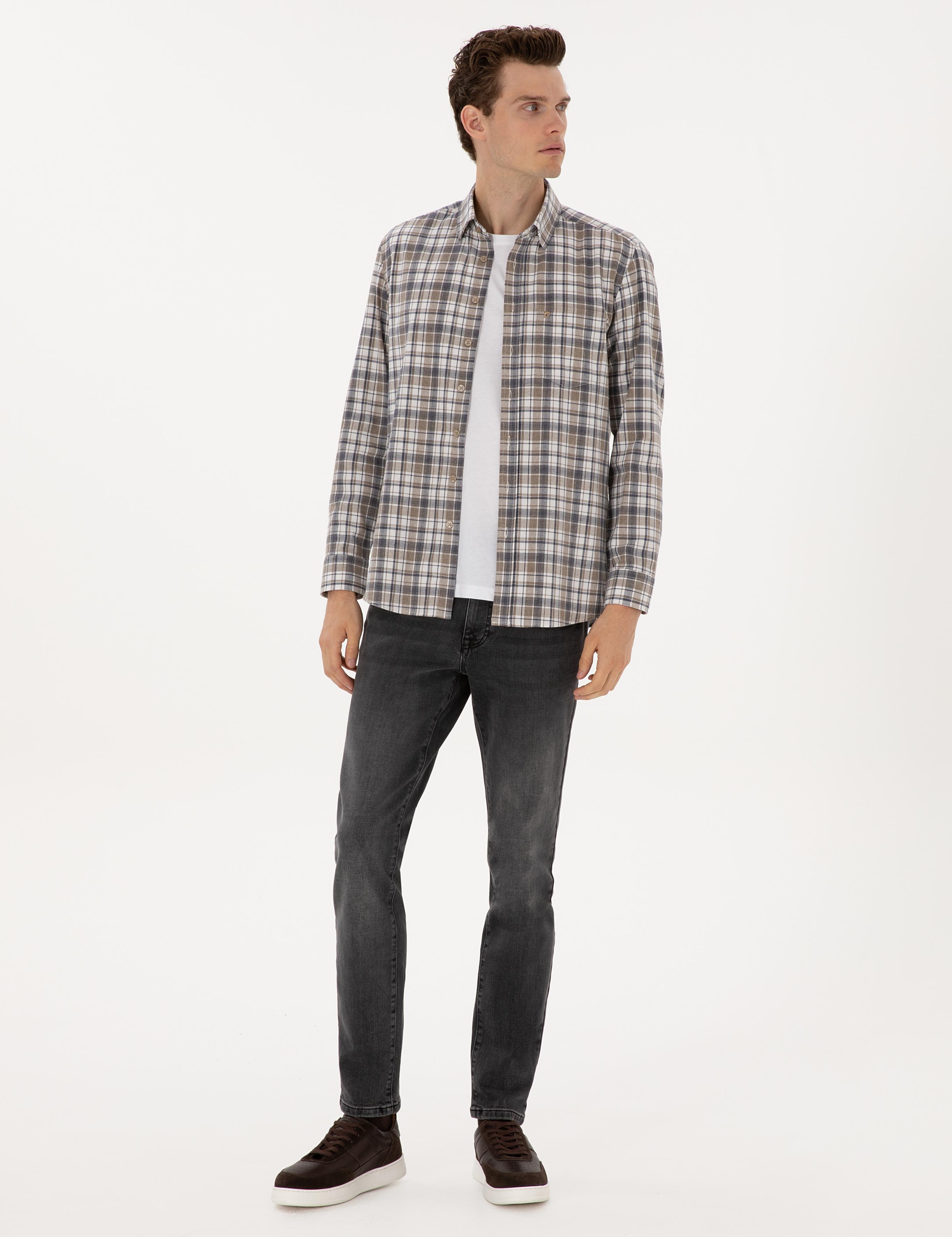 Antrasit Slim Fit Jean Pantolon