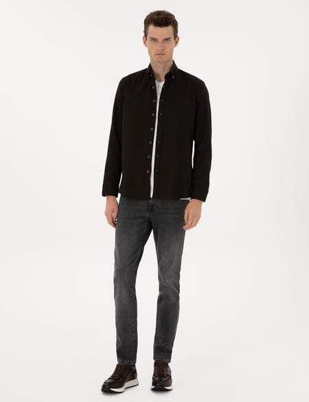 Koyu Kahverengi Regular Fit Uzun Kollu Gömlek - 50311308044