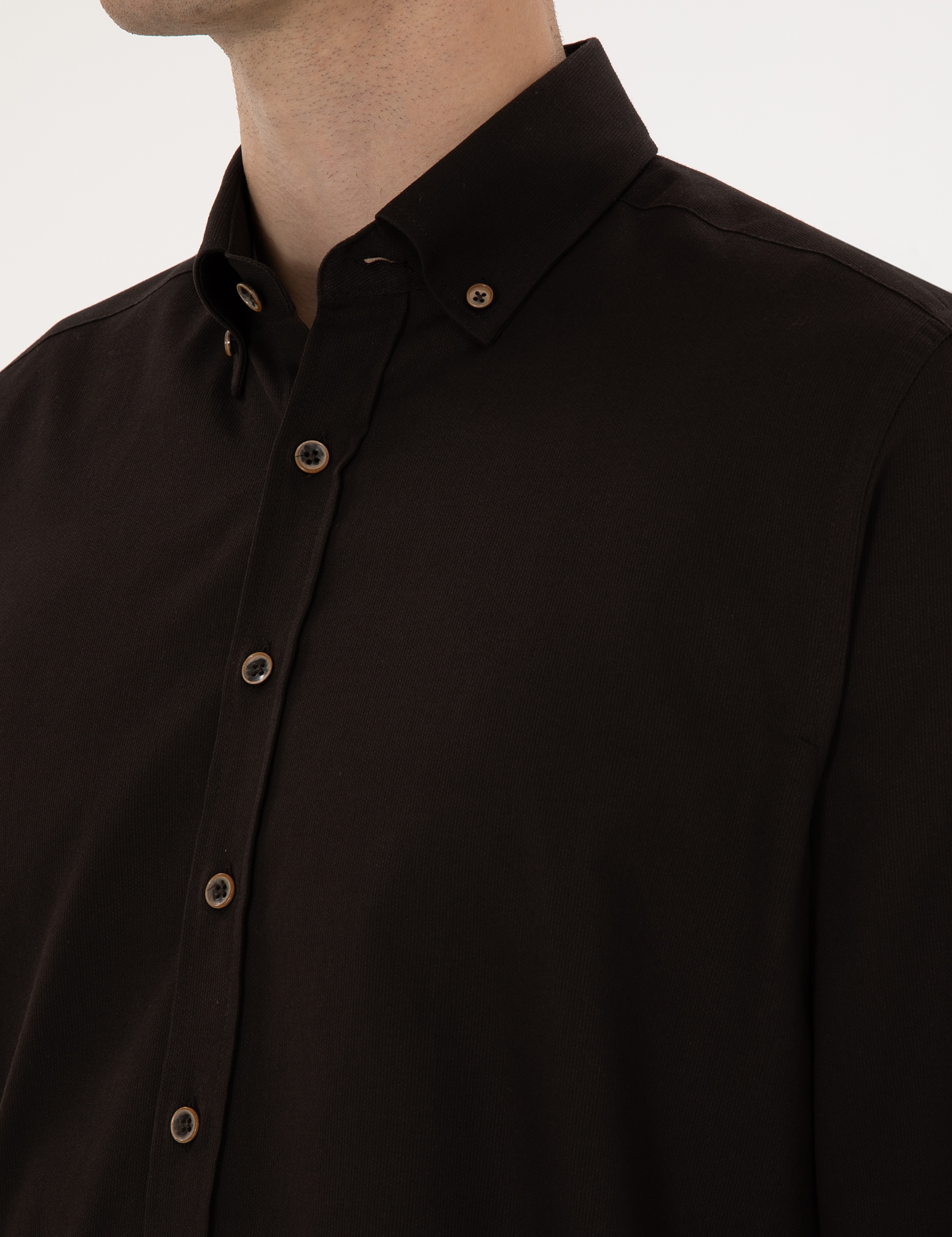 Koyu Kahverengi Regular Fit Uzun Kollu Gömlek - Image 7