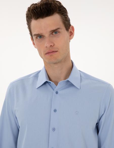 Mavi Slim Fit Armürlü Uzun Kollu Gömlek - 50312330036