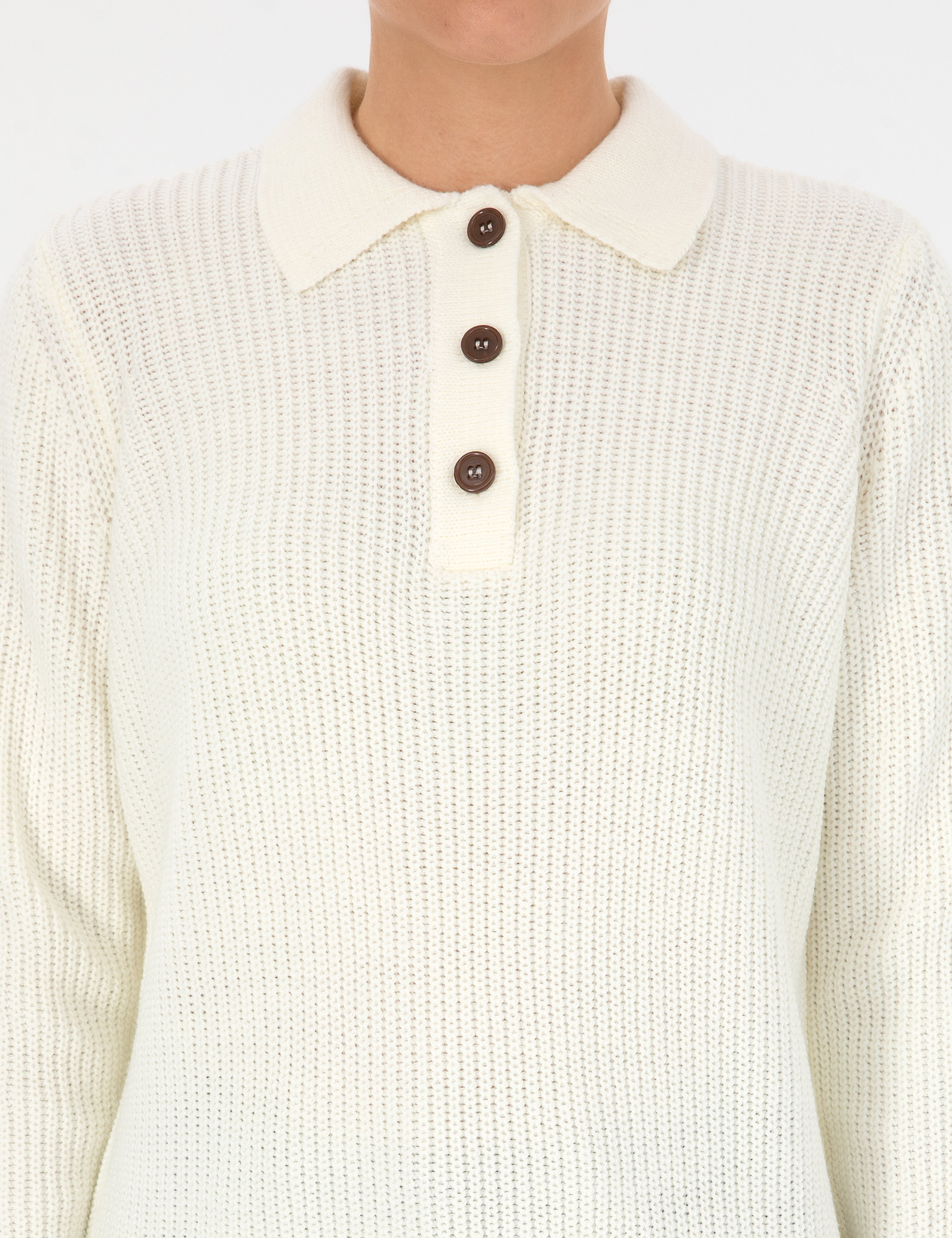 Bej Regular Fit Polo Yaka Kazak - Image 6