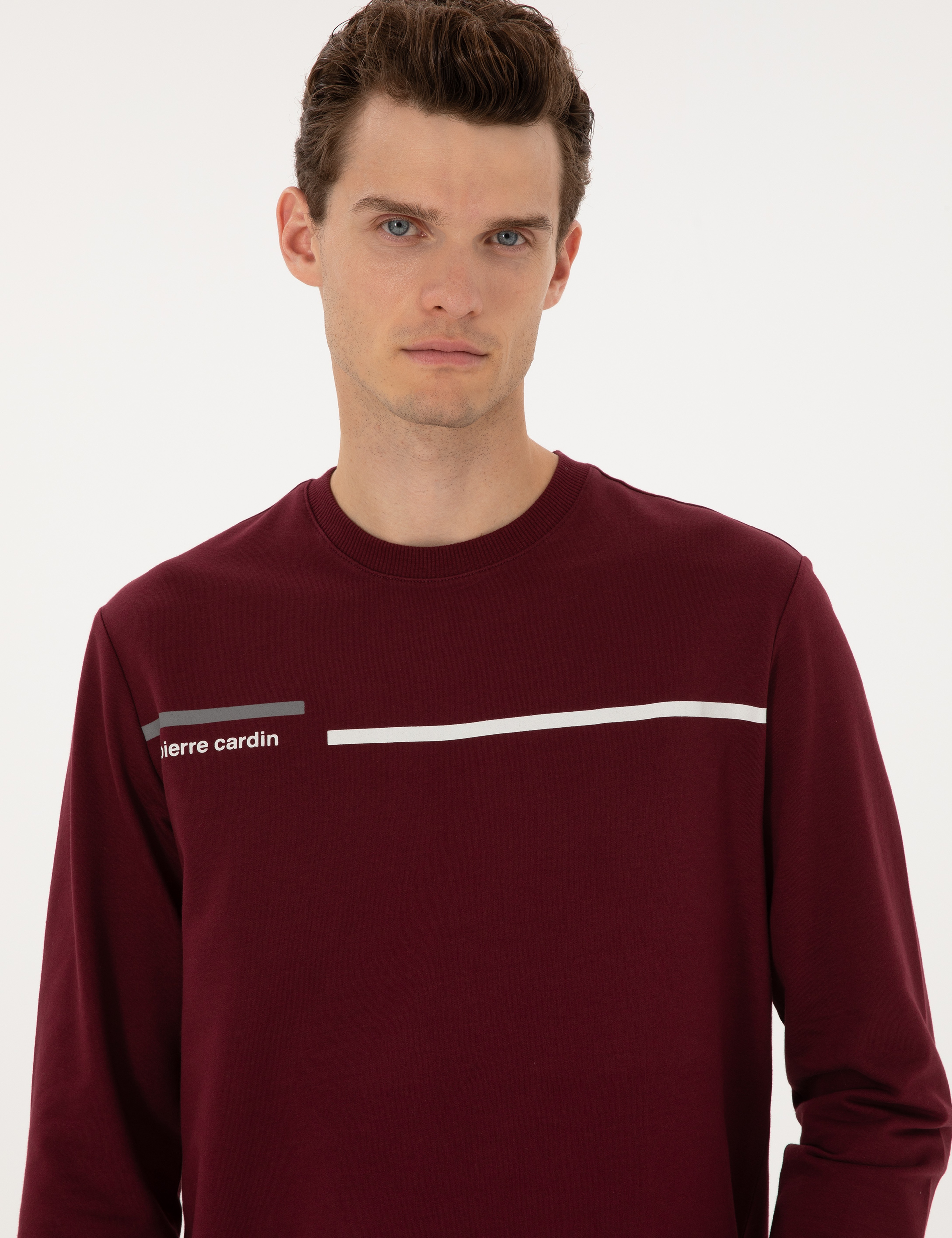 Bordo Regular Fit Bisiklet Yaka Sweatshirt