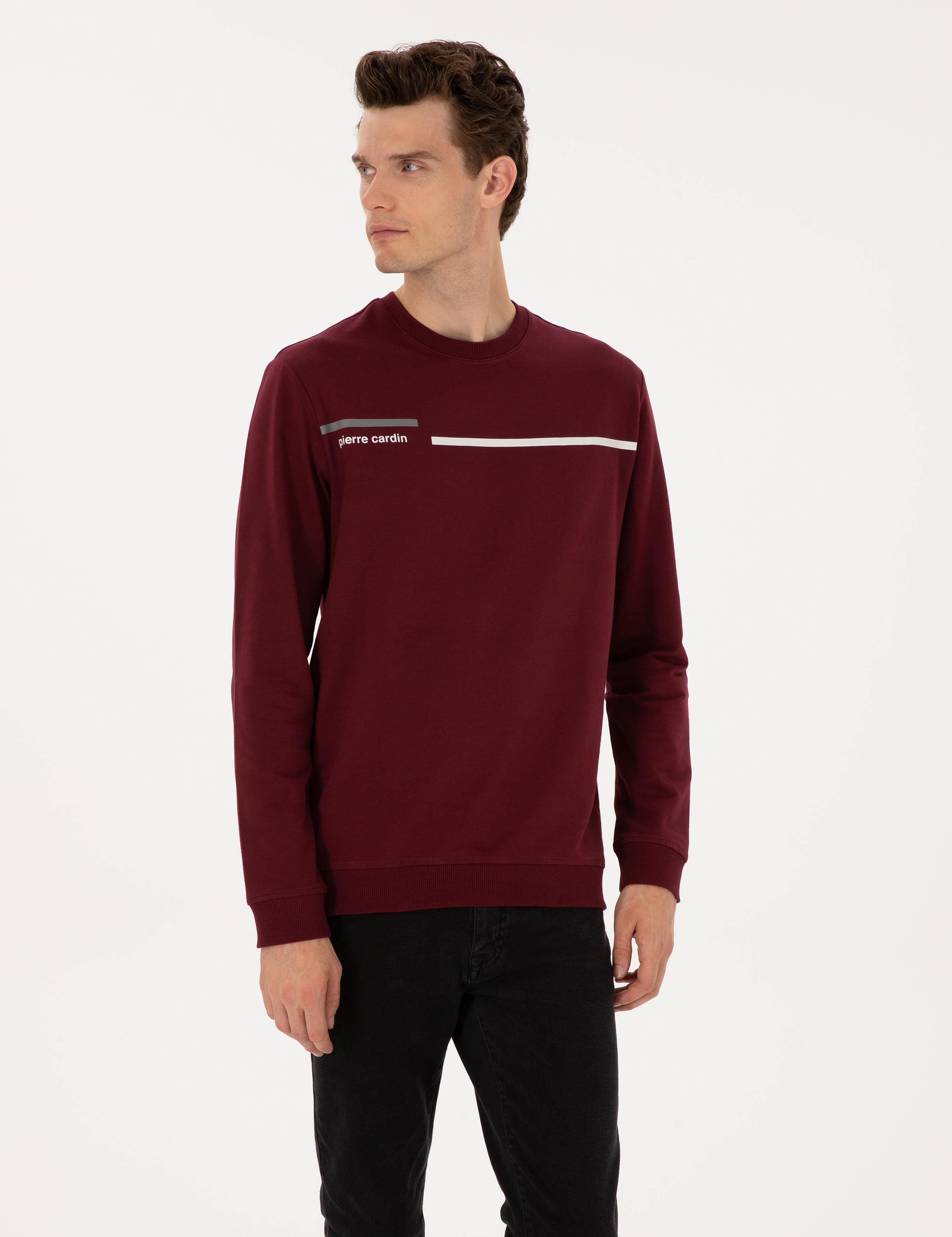 Bordo Regular Fit Bisiklet Yaka Sweatshirt