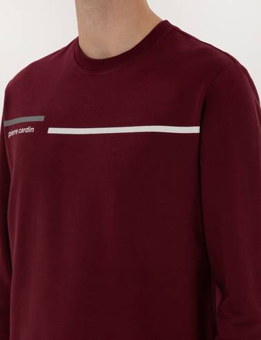 Bordo Regular Fit Bisiklet Yaka Sweatshirt