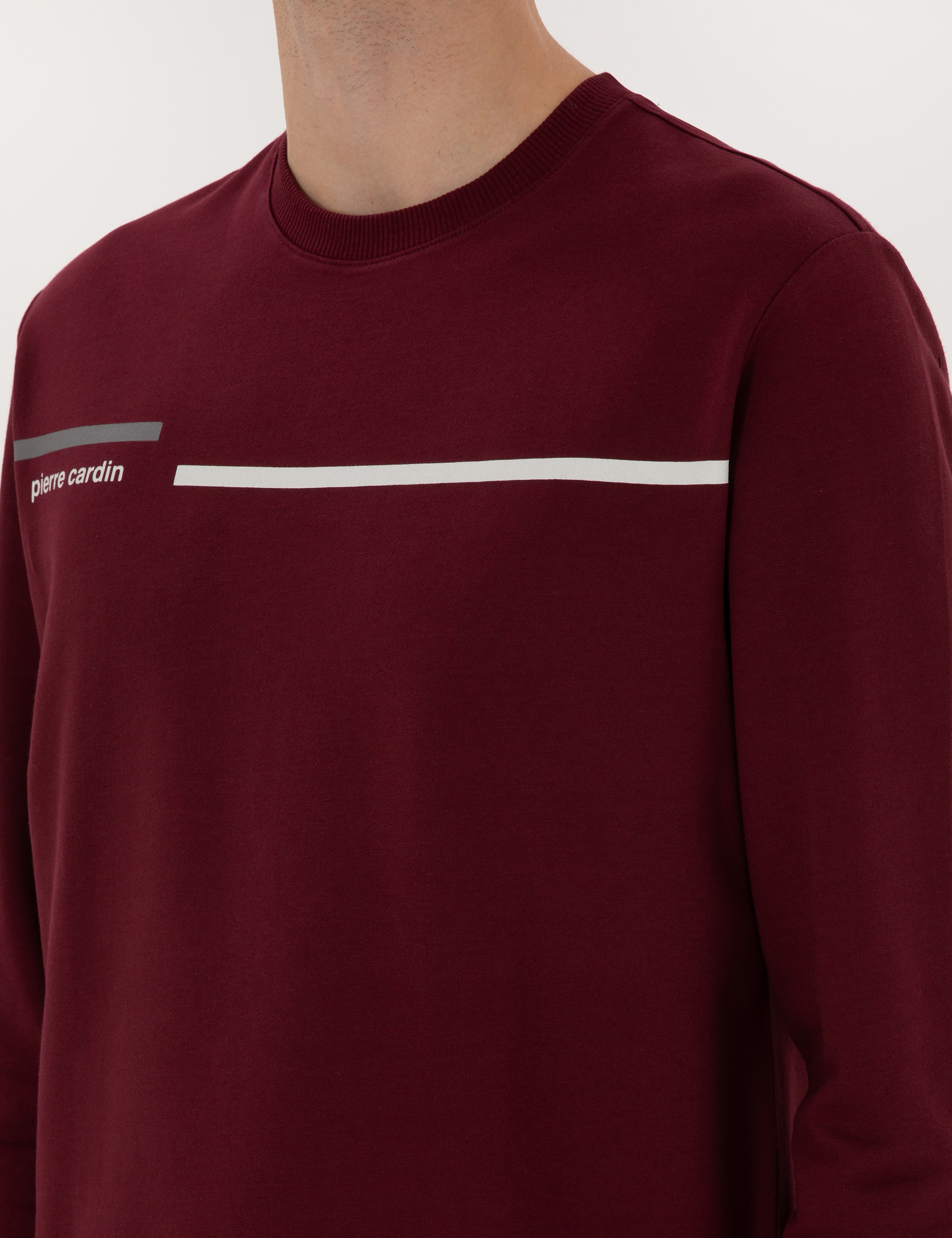 Bordo Regular Fit Bisiklet Yaka Sweatshirt - Image 7