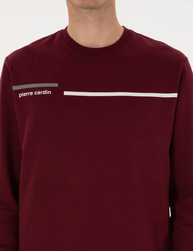 Bordo Regular Fit Bisiklet Yaka Sweatshirt