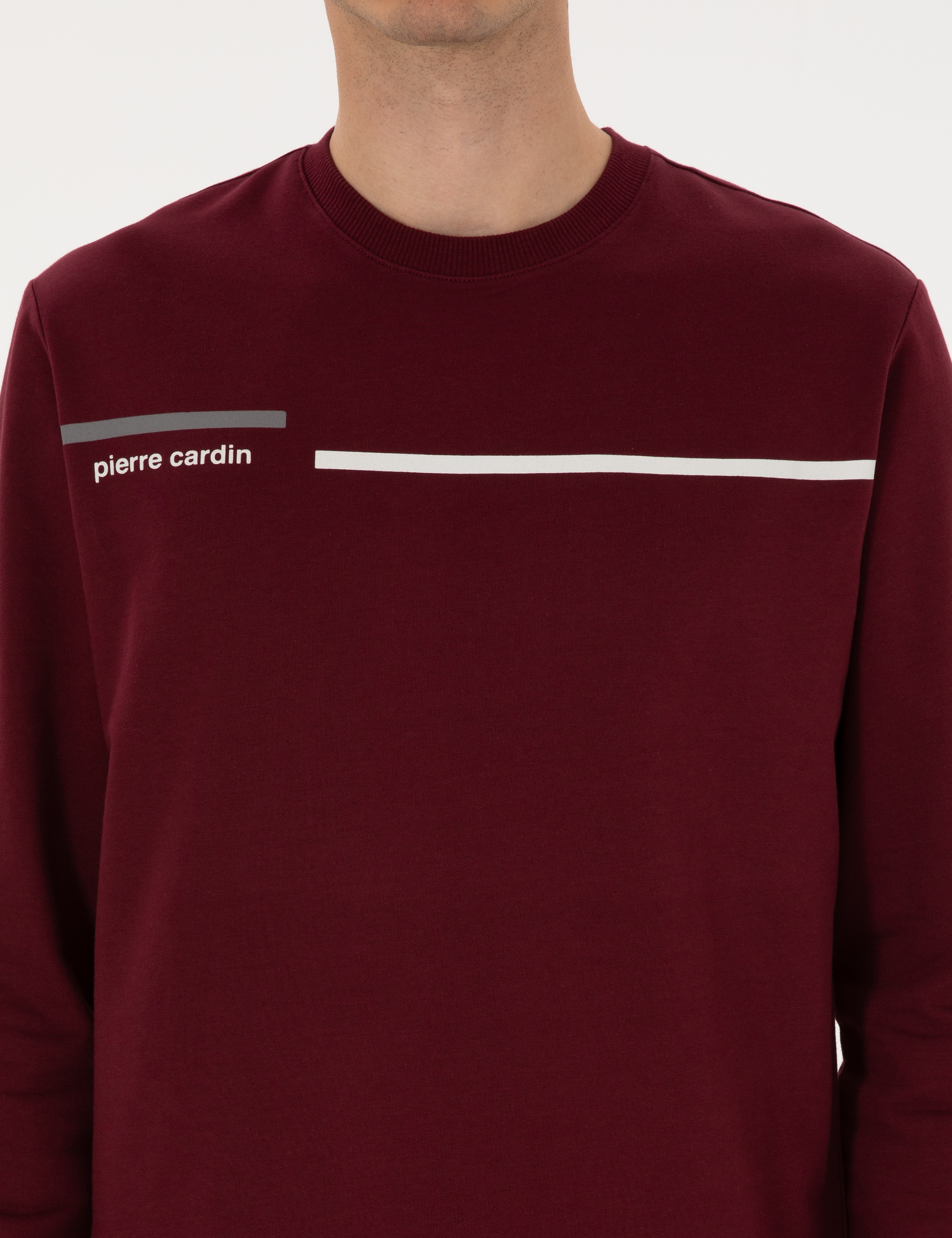 Bordo Regular Fit Bisiklet Yaka Sweatshirt - Image 6