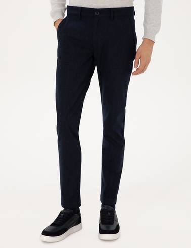 Lacivert Slim Fit Beli Lastikli Kanvas Pantolon