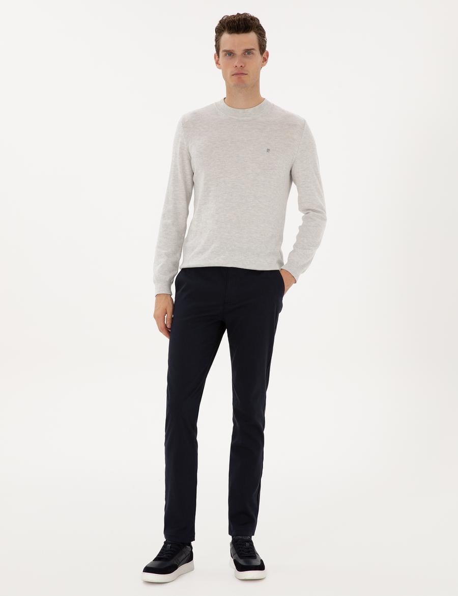 Lacivert Slim Fit Kanvas Pantolon