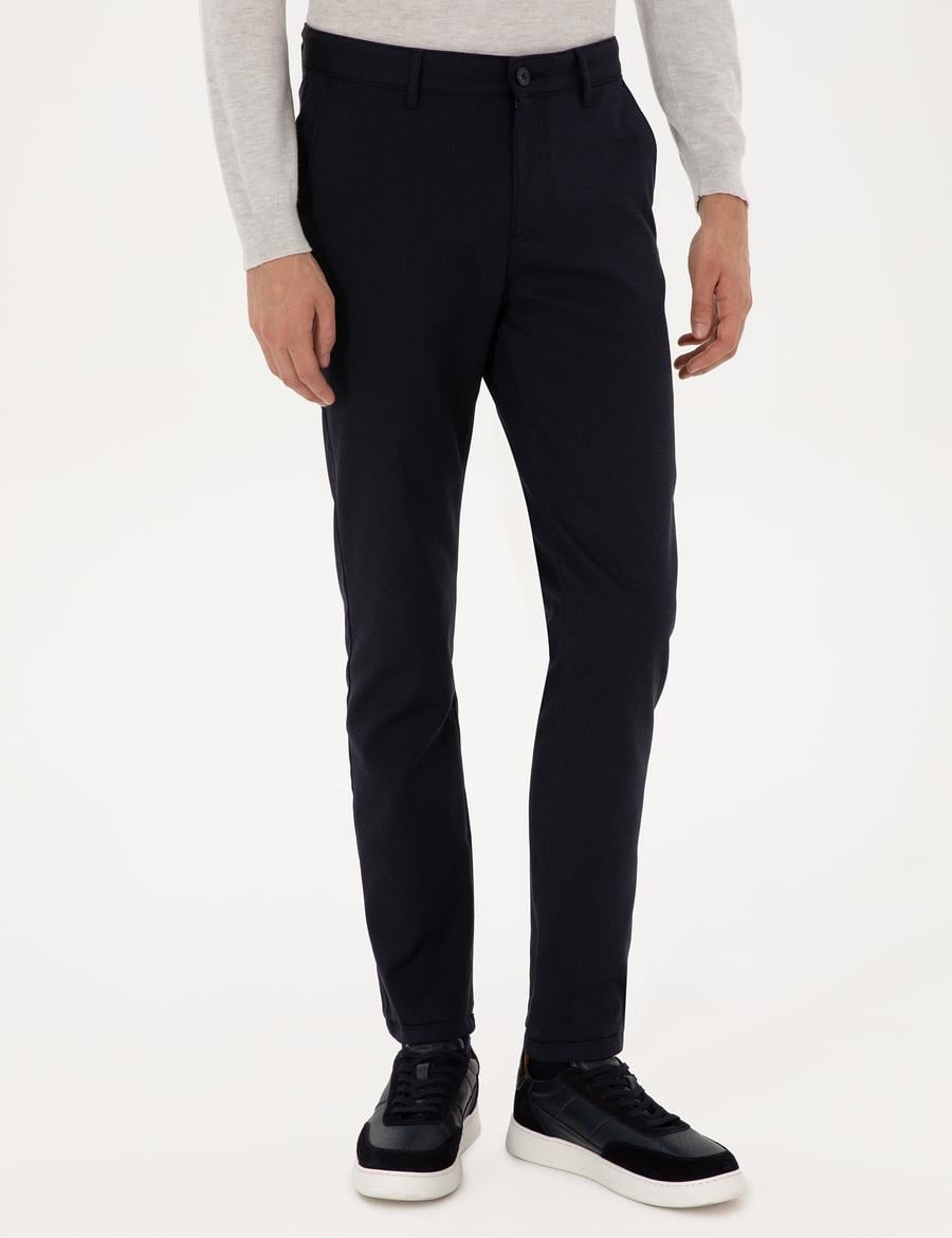 Lacivert Slim Fit Kanvas Pantolon