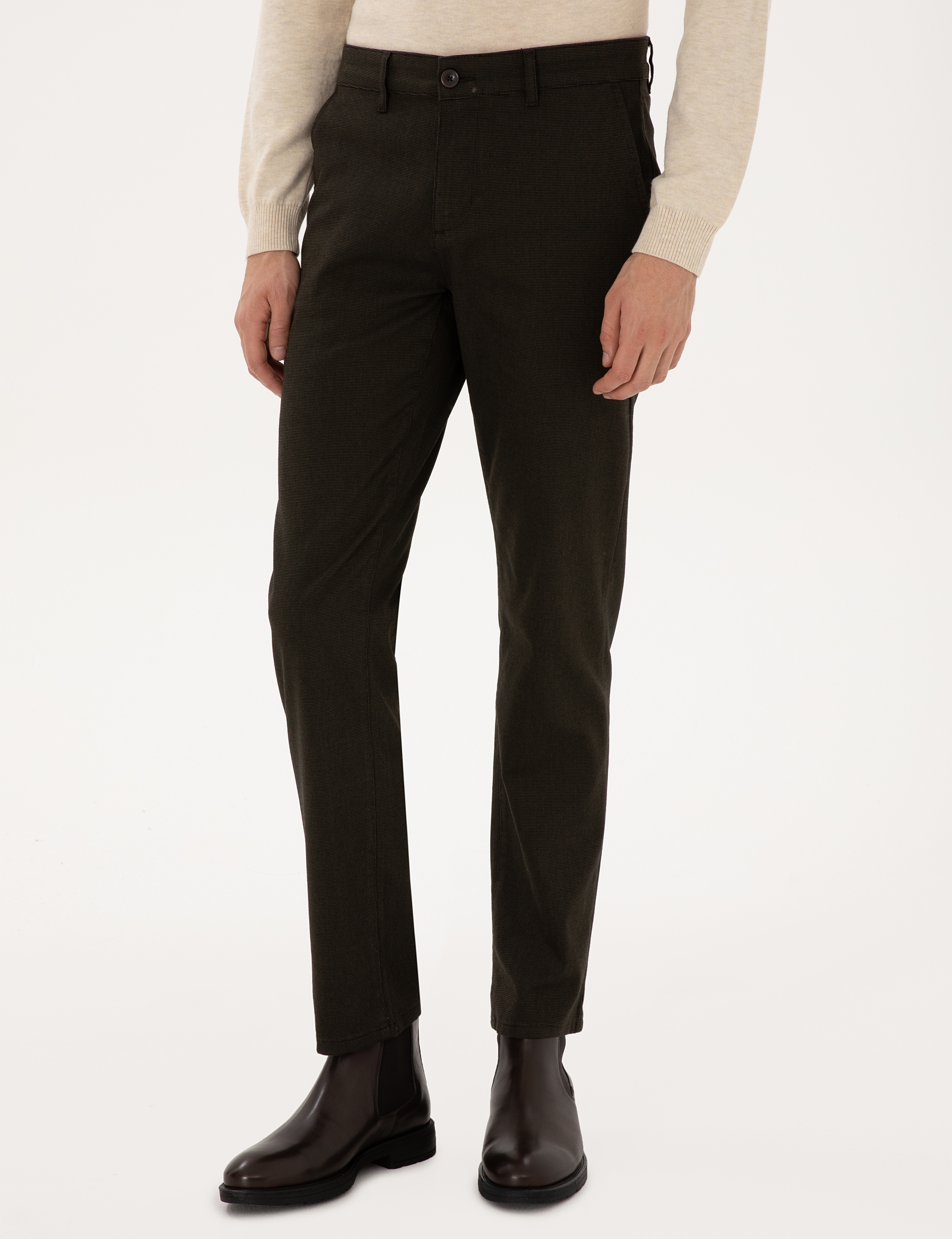 Koyu Haki Regular Fit Kanvas Pantolon