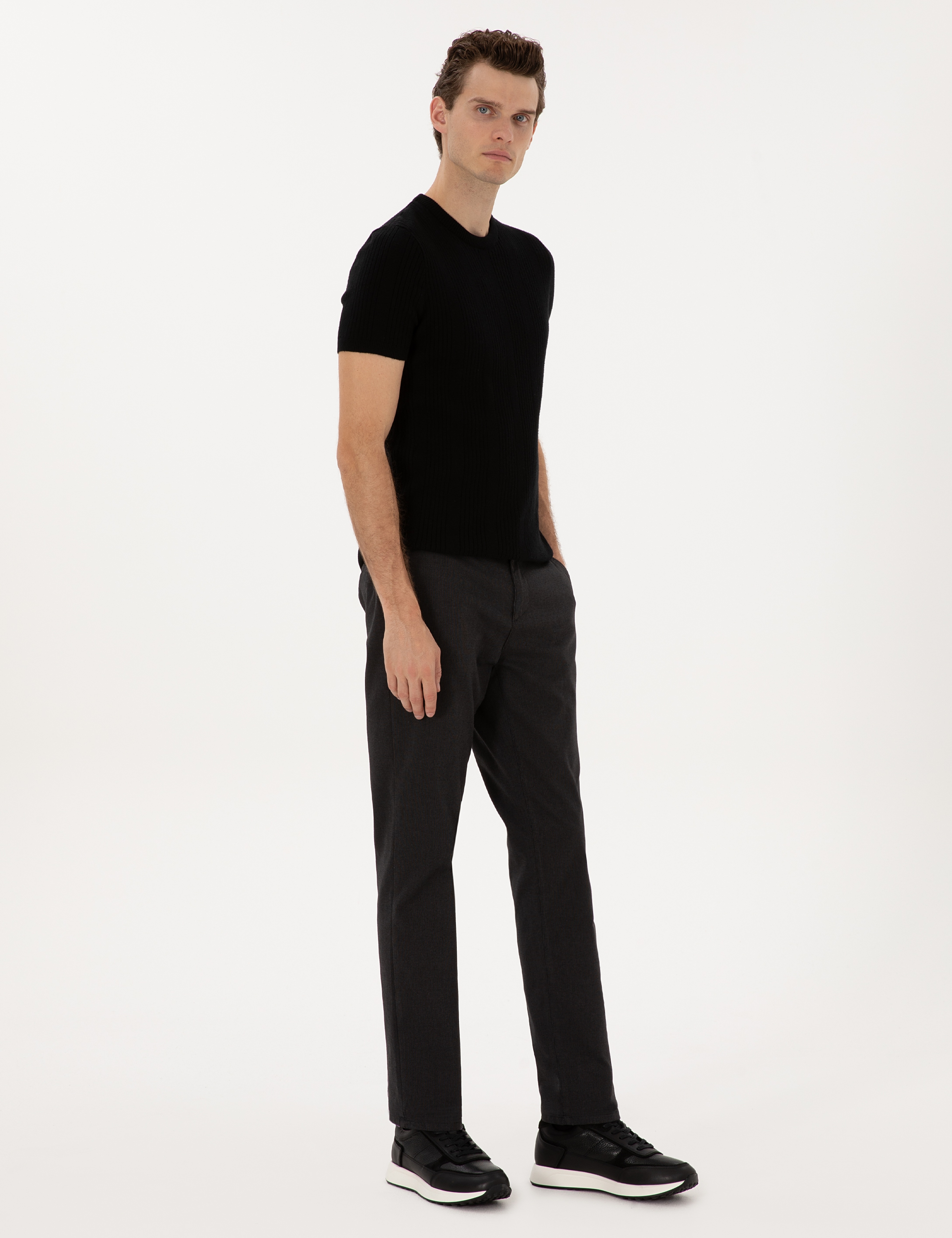 Antrasit Regular Fit Kanvas Pantolon - Image 3