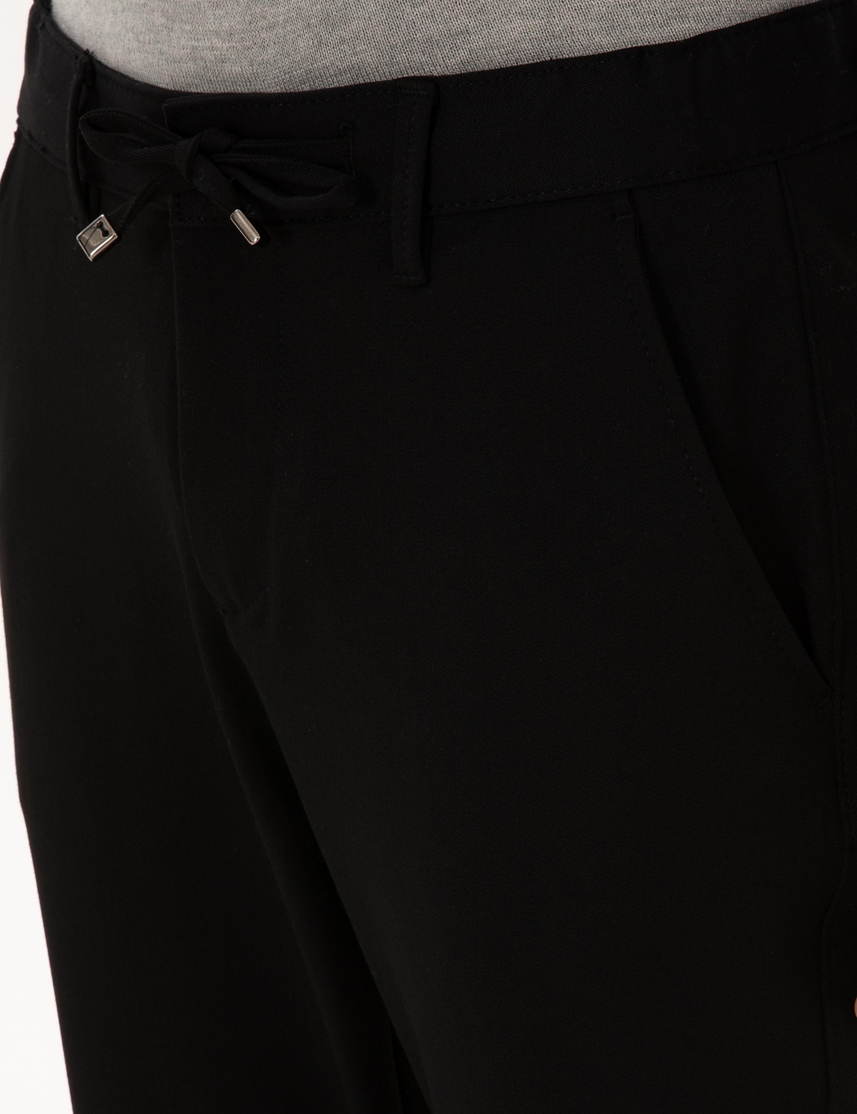 Siyah Slim Fit Kordonlu Kanvas Pantolon