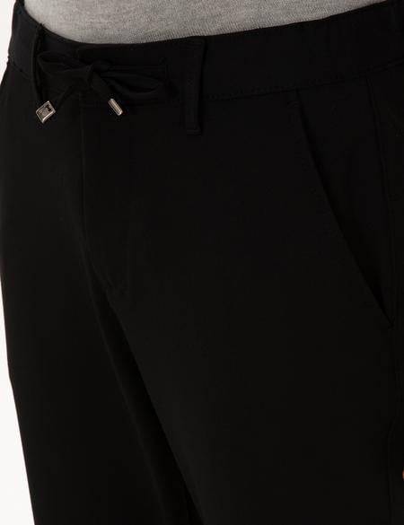Siyah Slim Fit Kordonlu Kanvas Pantolon - 50309931118