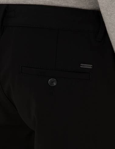 Siyah Slim Fit Kordonlu Kanvas Pantolon