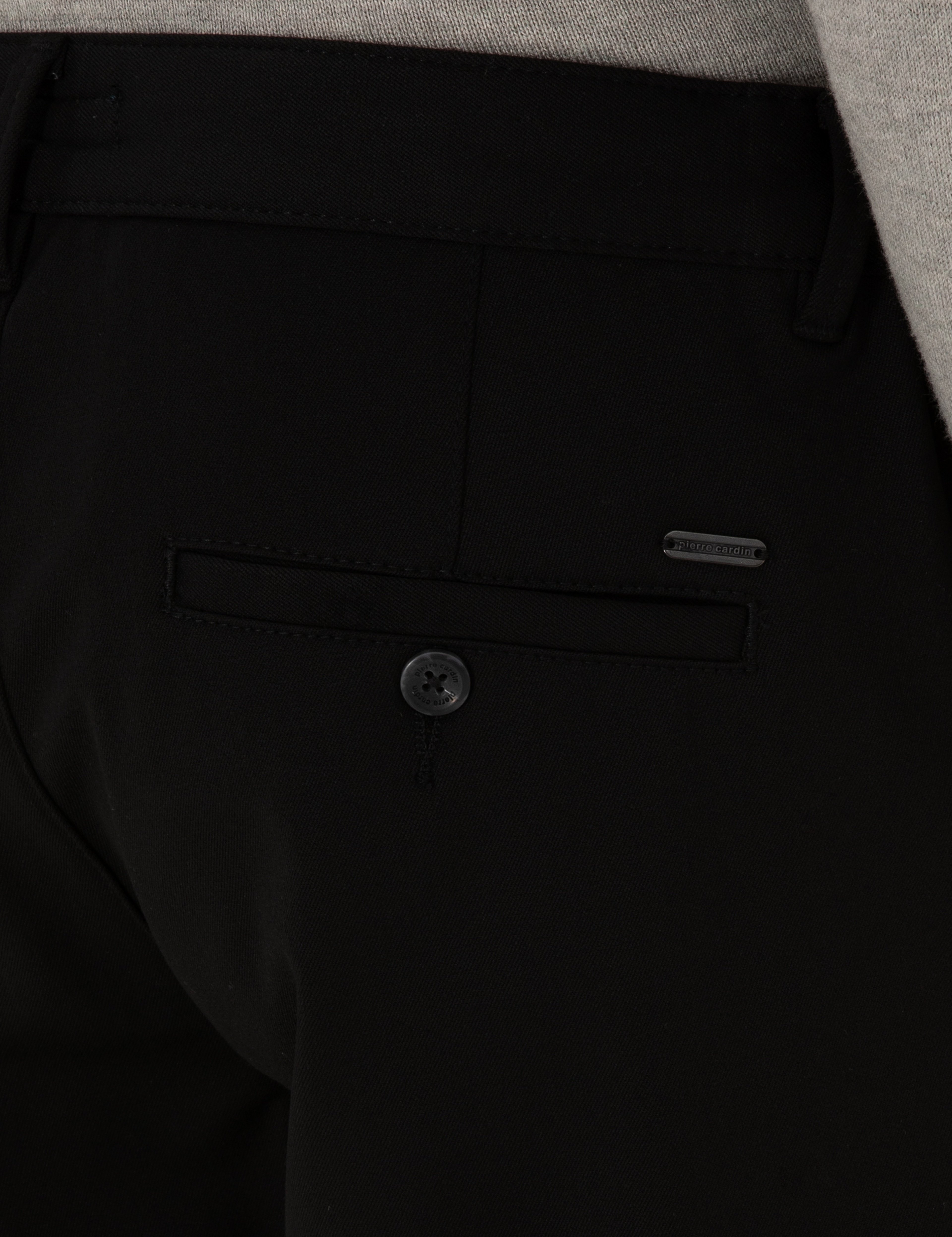 Siyah Slim Fit Kordonlu Kanvas Pantolon - Image 6
