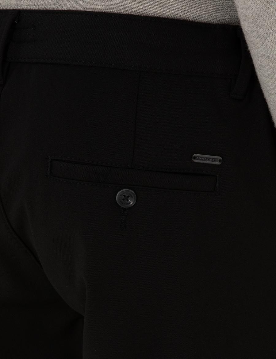 Siyah Slim Fit Kordonlu Kanvas Pantolon