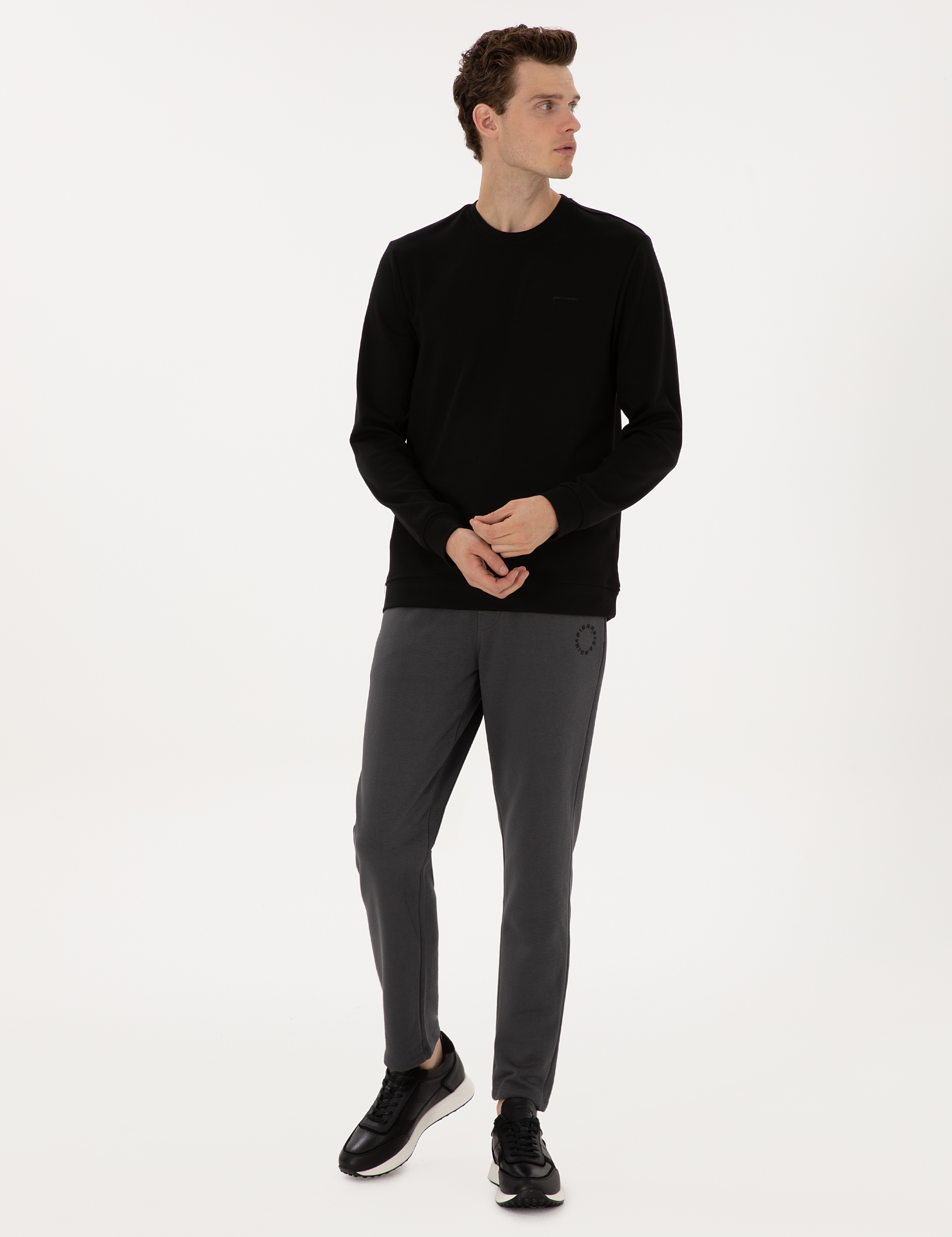 Antrasit Slim Fit 3 İplik Düz Paça Eşofman Altı - Image 3