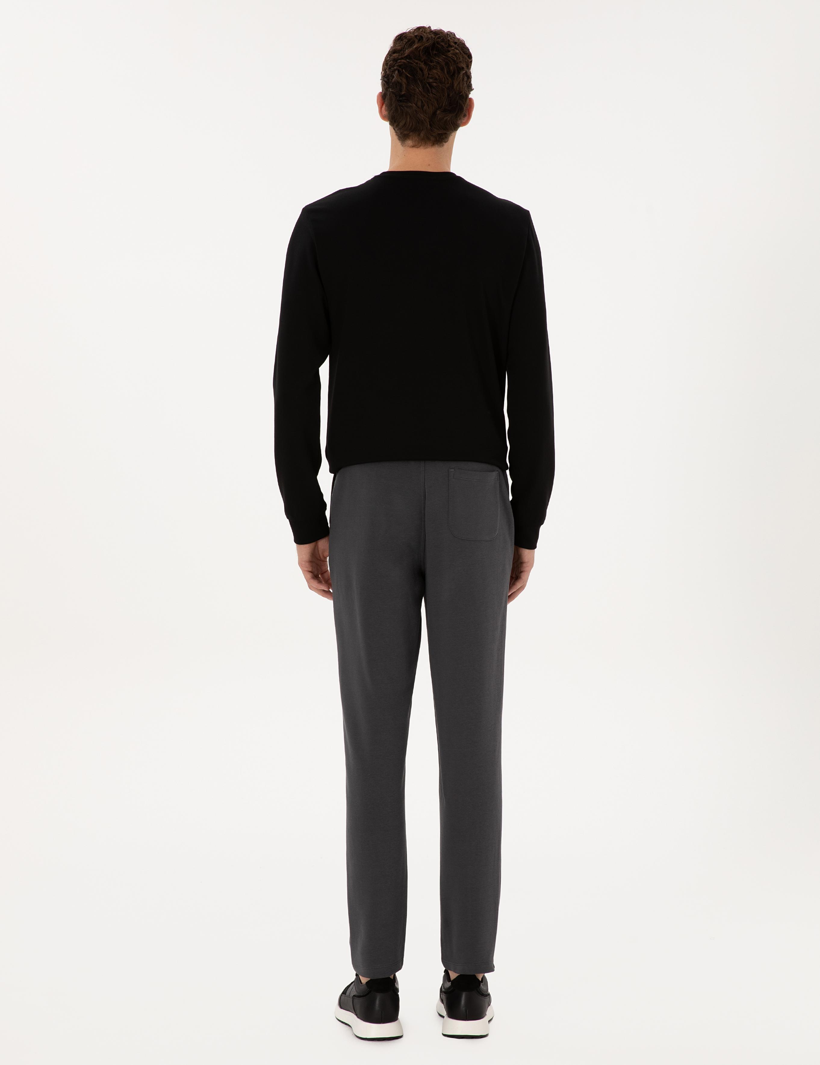 Antrasit Slim Fit 3 İplik Düz Paça Eşofman Altı