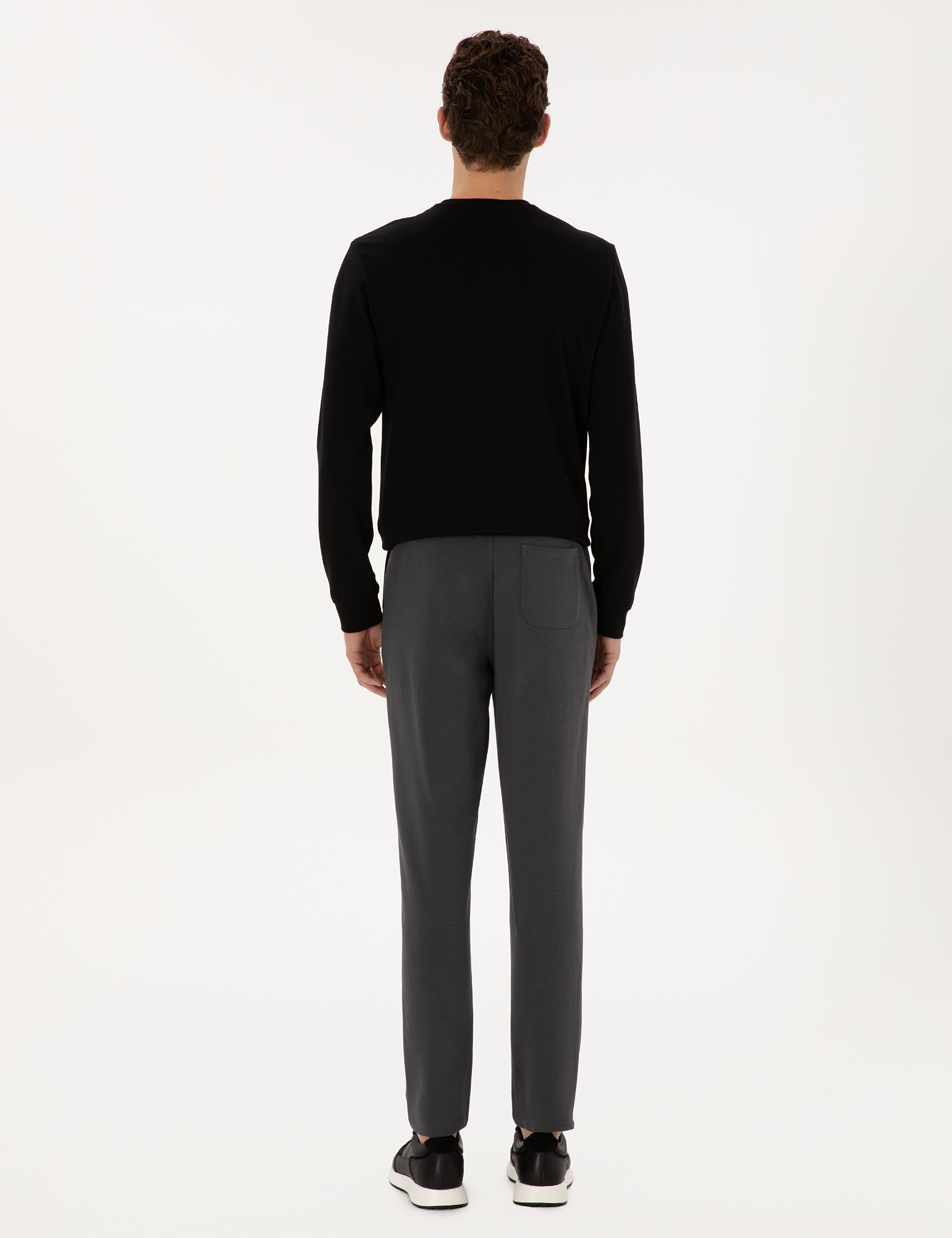 Antrasit Slim Fit 3 İplik Düz Paça Eşofman Altı - Image 4