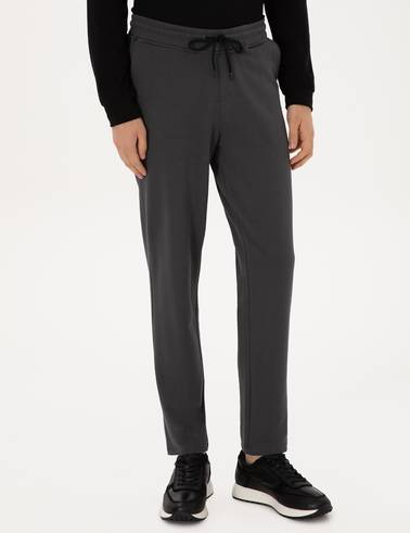 Antrasit Slim Fit 3 İplik Düz Paça Eşofman Altı
