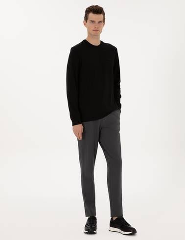 Antrasit Slim Fit 3 İplik Düz Paça Eşofman Altı