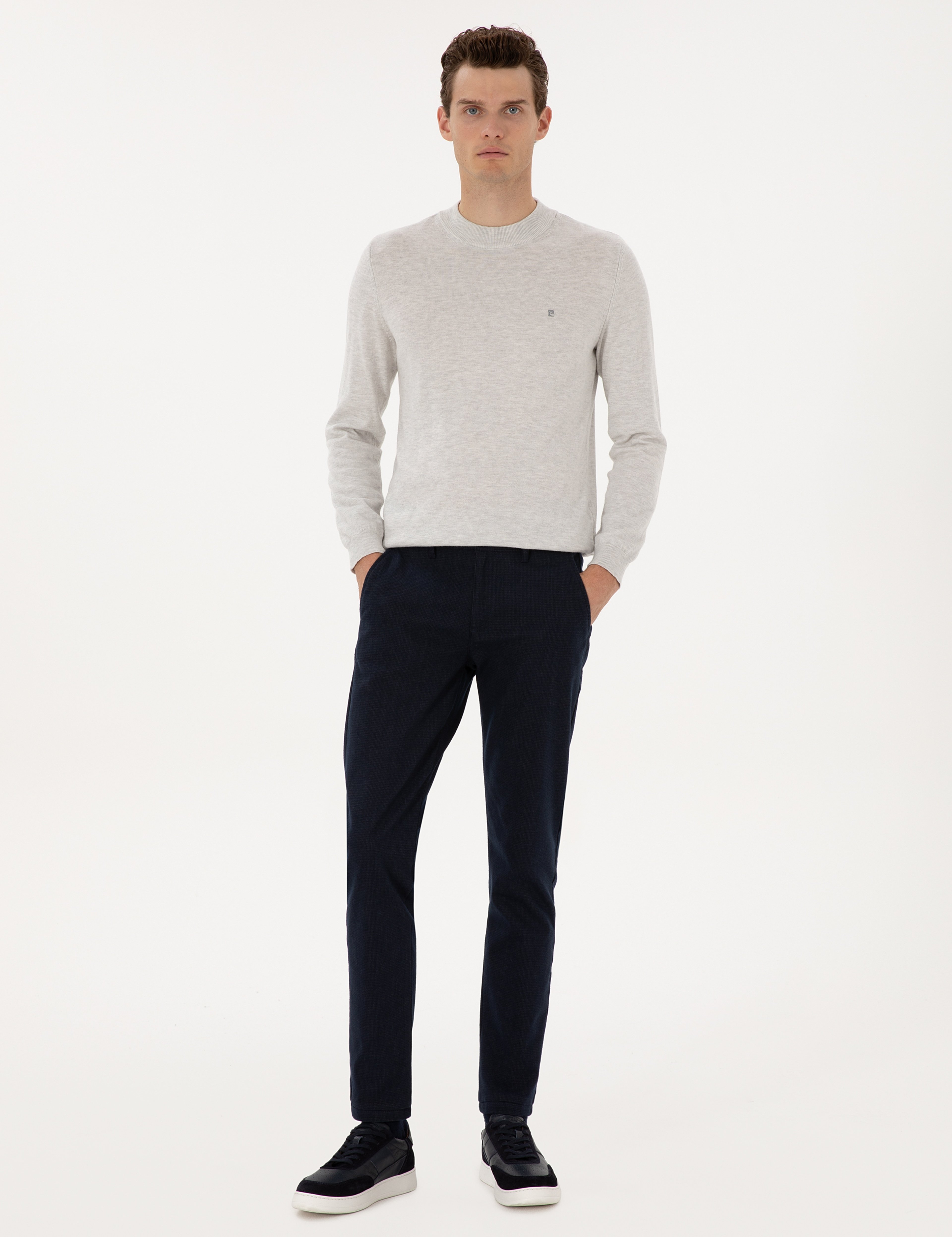 Lacivert Slim Fit Beli Lastikli Kanvas Pantolon - Image 3