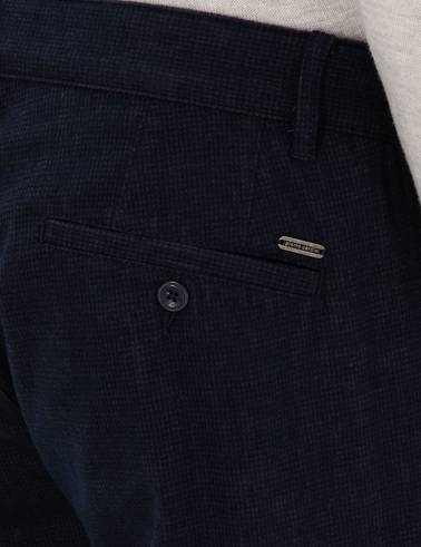Lacivert Slim Fit Beli Lastikli Kanvas Pantolon