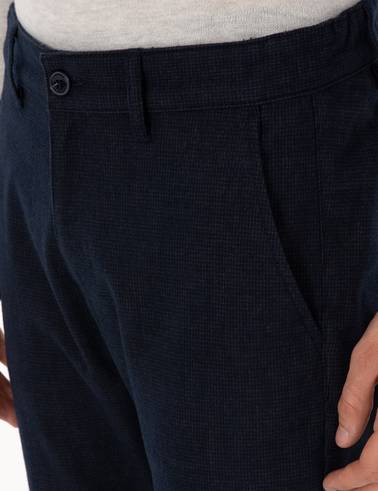 Lacivert Slim Fit Beli Lastikli Kanvas Pantolon
