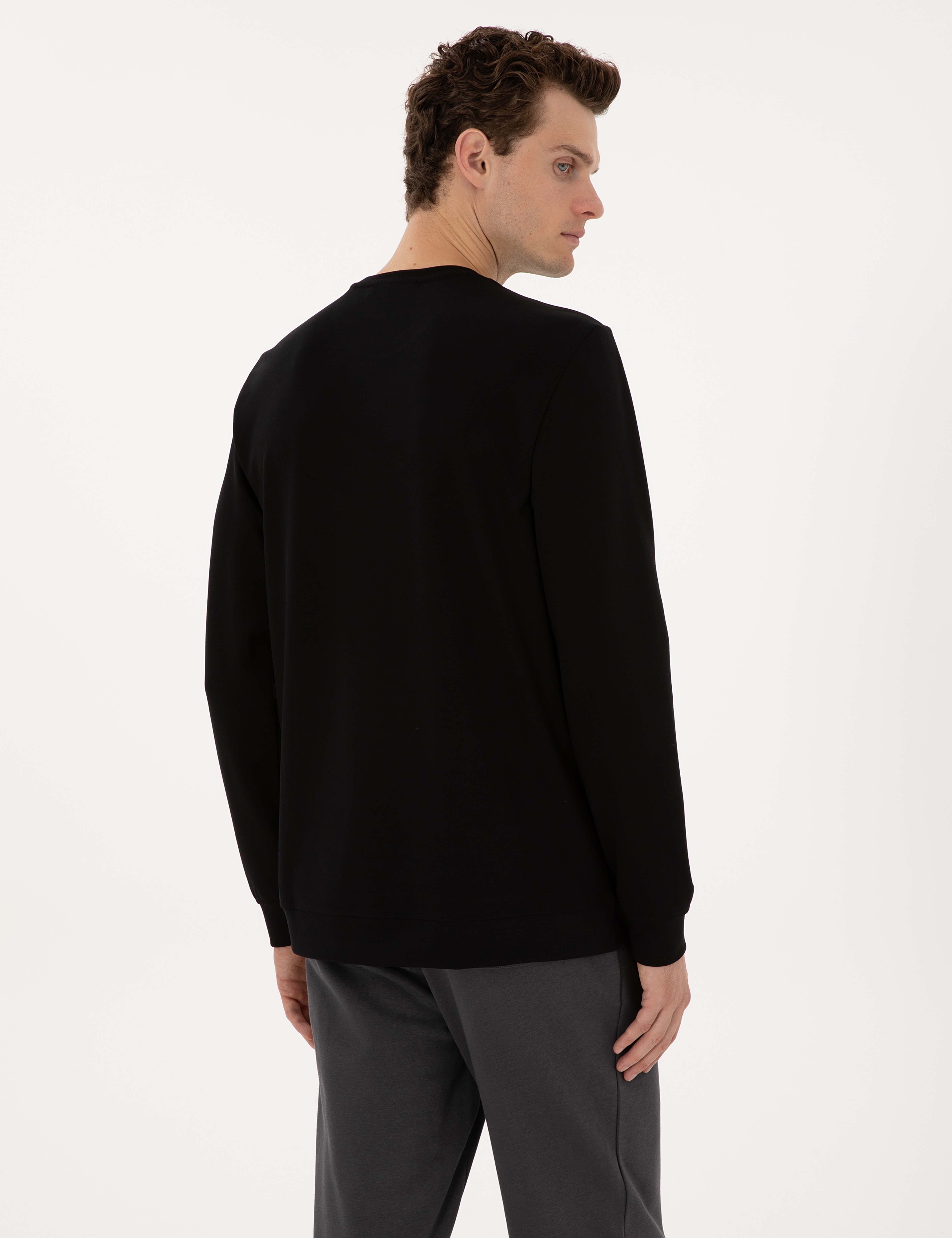 Siyah Regular Fit Sweatshirt - Image 5