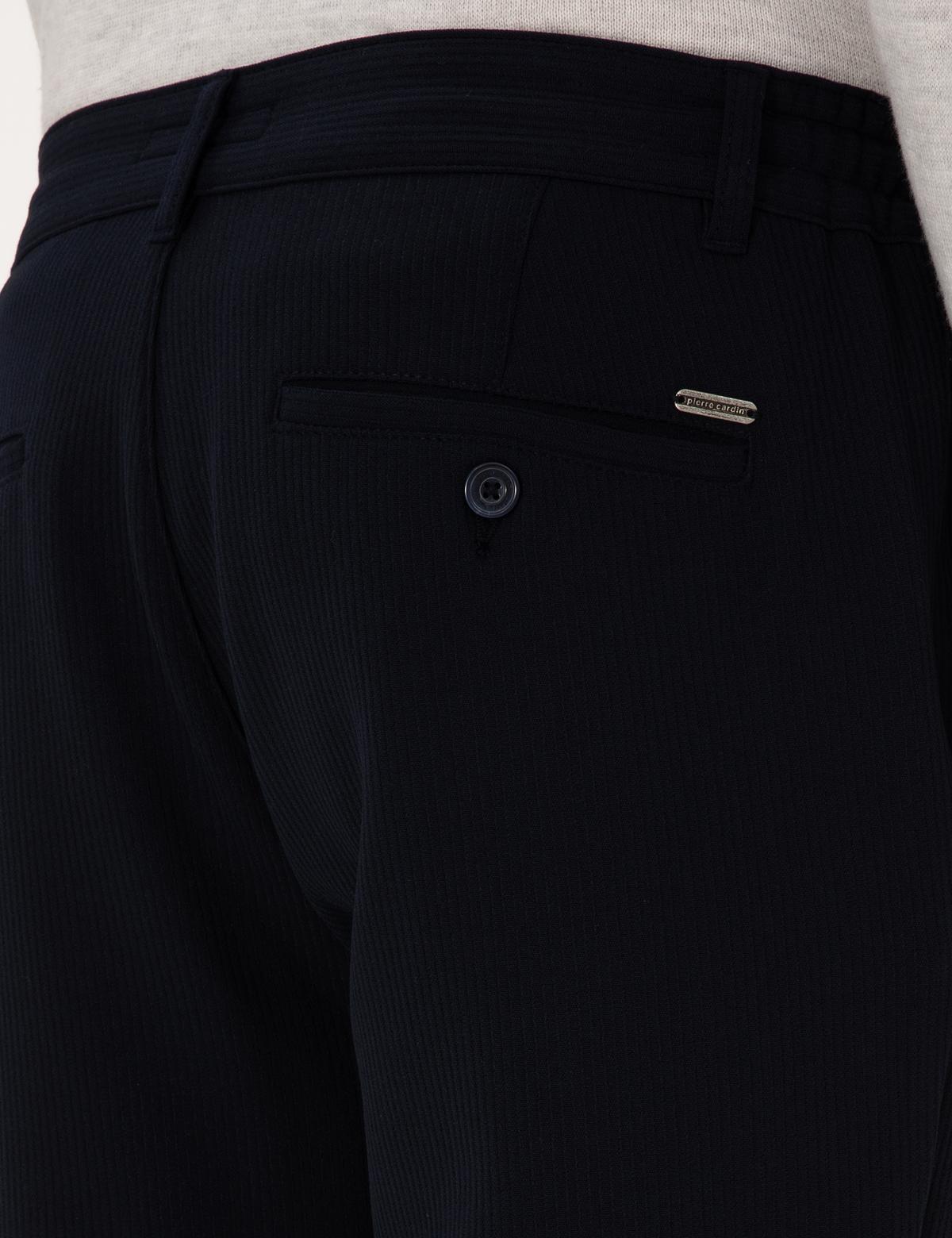 Lacivert Slim Fit Beli Lastikli Kordonlu Kanvas Pantolon - 50309926184