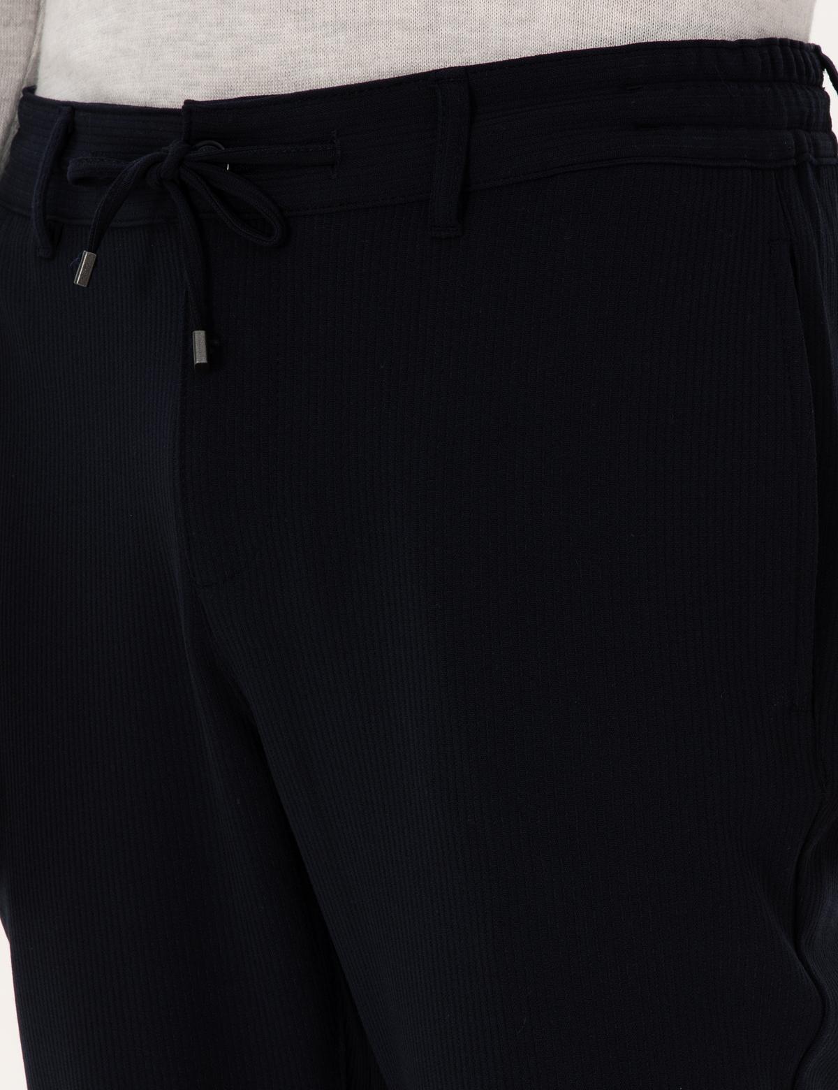 Lacivert Slim Fit Beli Lastikli Kordonlu Kanvas Pantolon - 50309926184