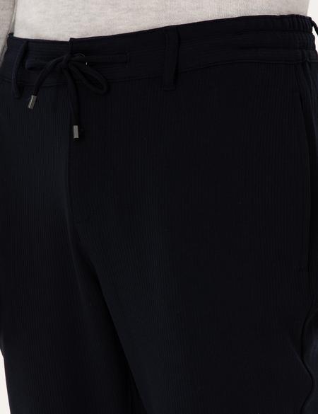 Lacivert Slim Fit Beli Lastikli Kordonlu Kanvas Pantolon - 50309926184