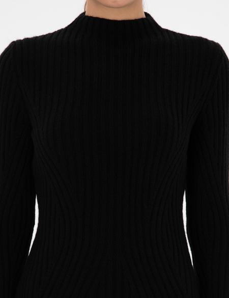 Siyah Slim Fit Triko Elbise - 50316339005