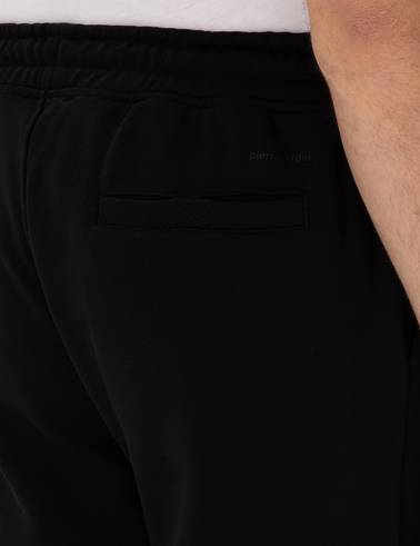 Siyah Slim Fit Nervürlü Düz Paça Eşofman Altı
