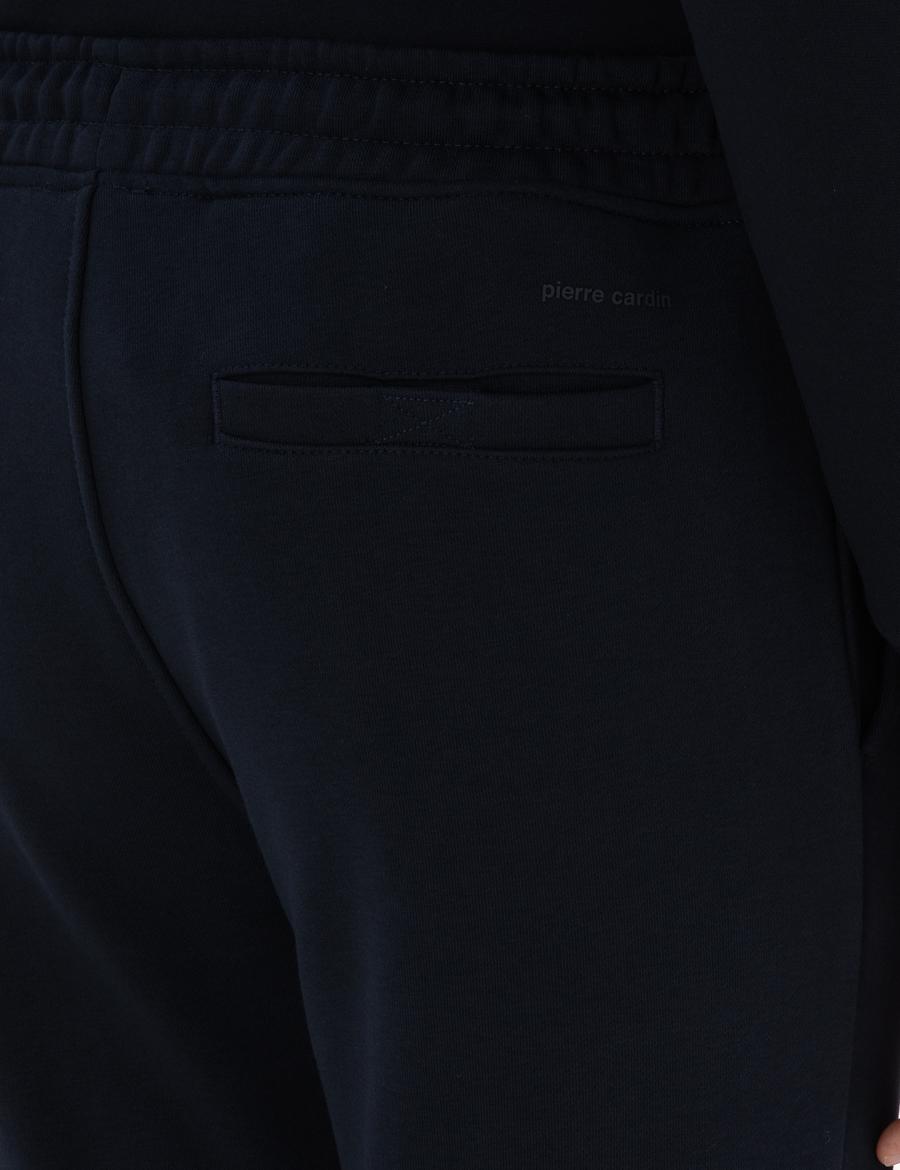 Lacivert Slim Fit Nervürlü Düz Paça Eşofman Altı