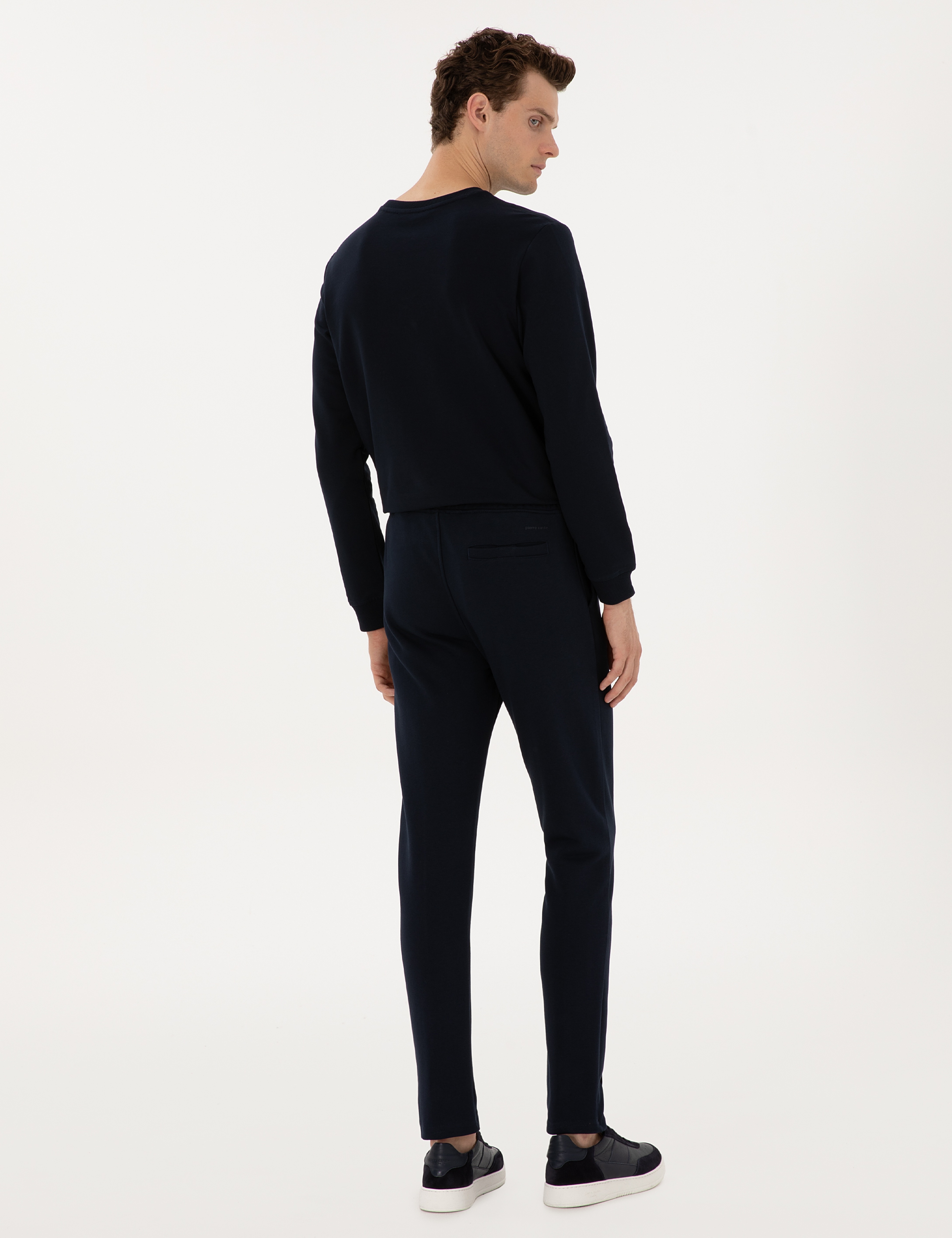 Lacivert Slim Fit Nervürlü Düz Paça Eşofman Altı - Image 4