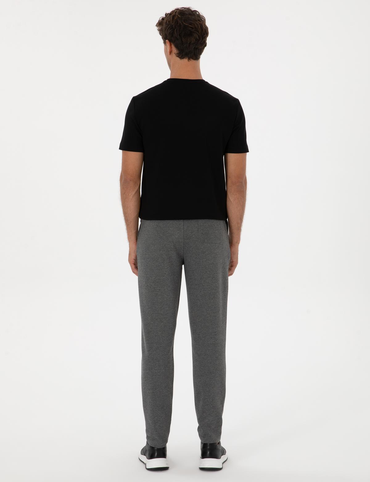 Antrasit Melanj Slim Fit 3 İplik Düz Paça Eşofman Altı - 50317670025