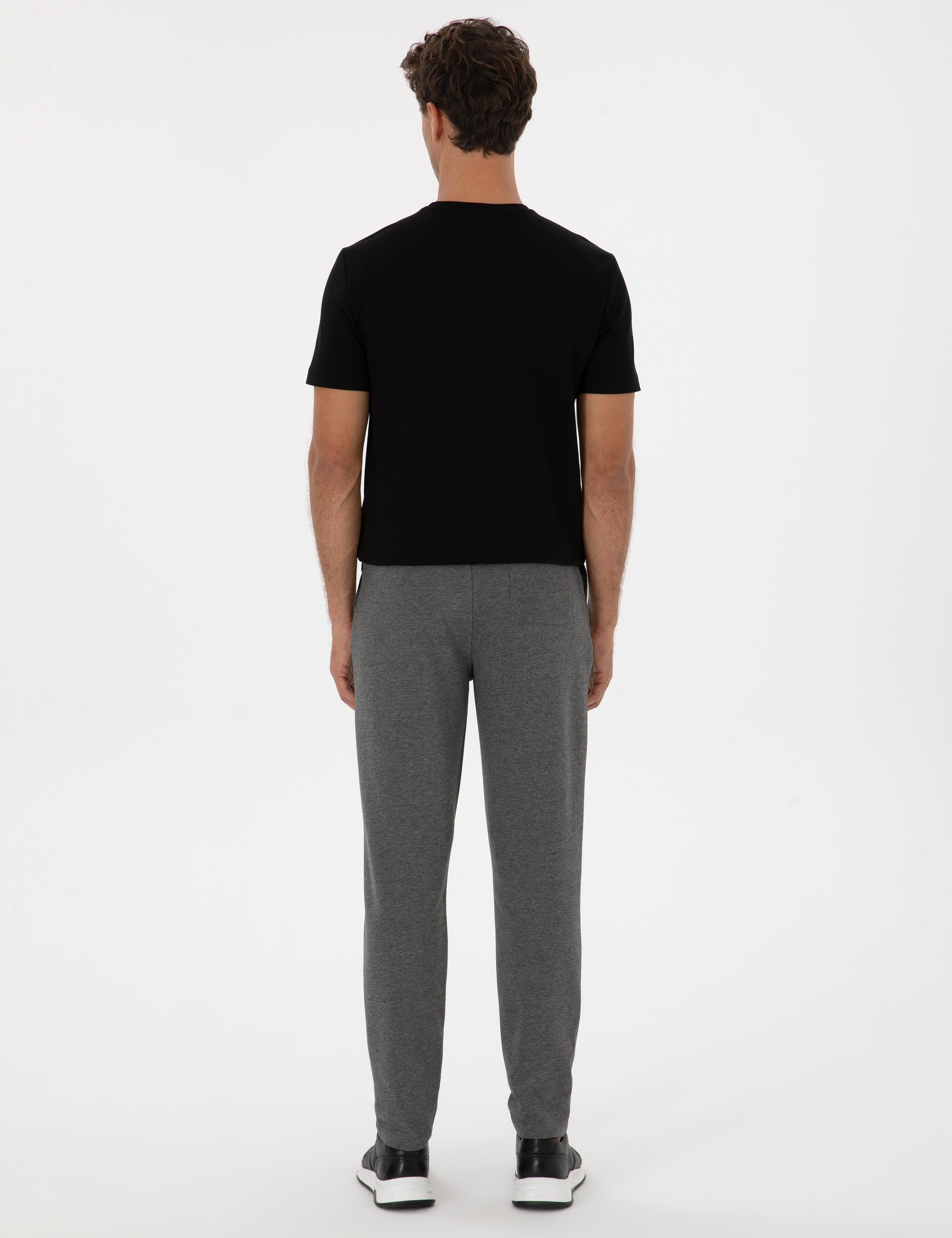 Antrasit Melanj Slim Fit 3 İplik Düz Paça Eşofman Altı