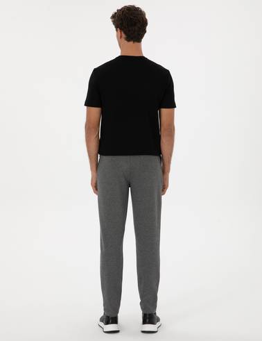 Antrasit Melanj Slim Fit 3 İplik Düz Paça Eşofman Altı