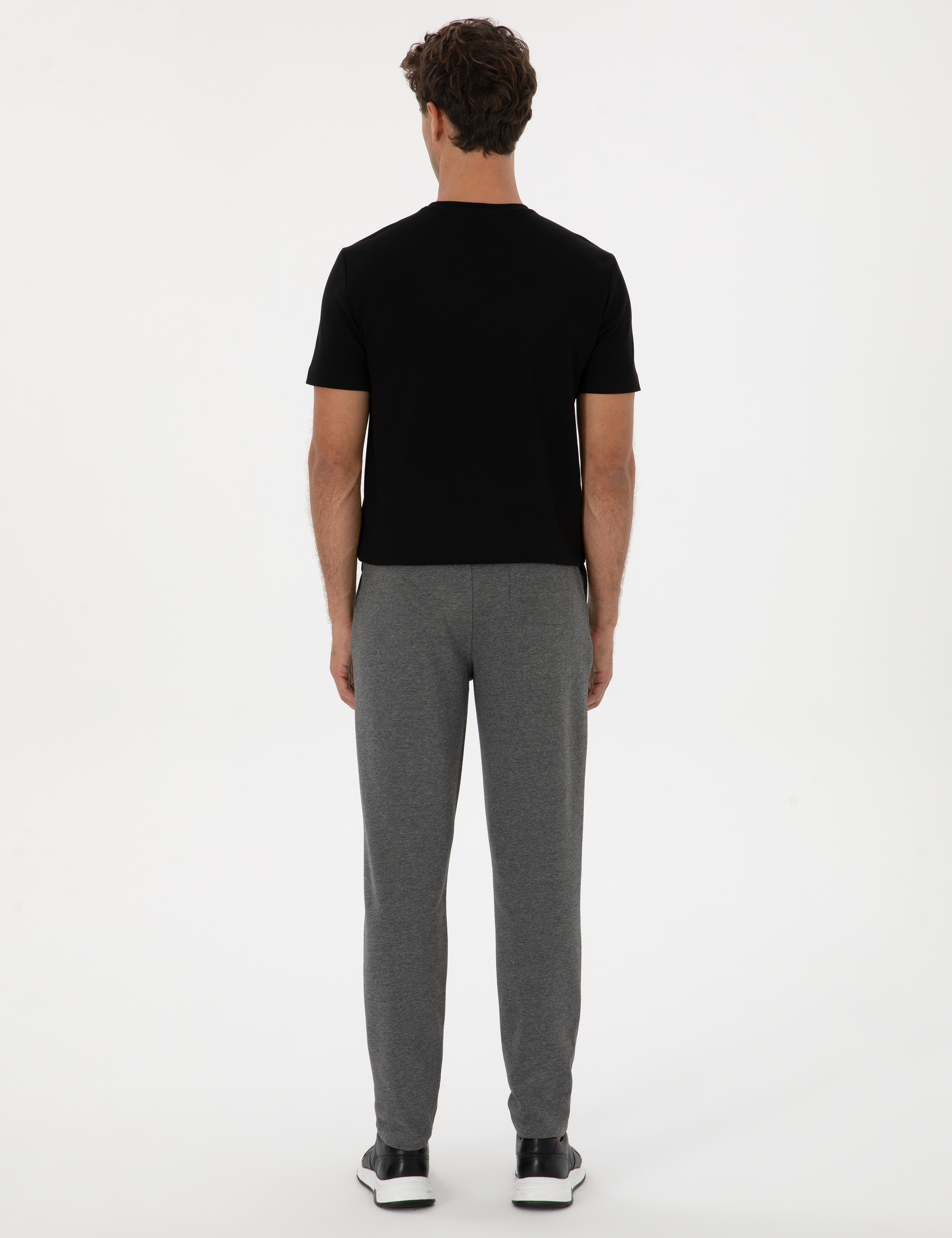 Antrasit Melanj Slim Fit 3 İplik Düz Paça Eşofman Altı - Image 4