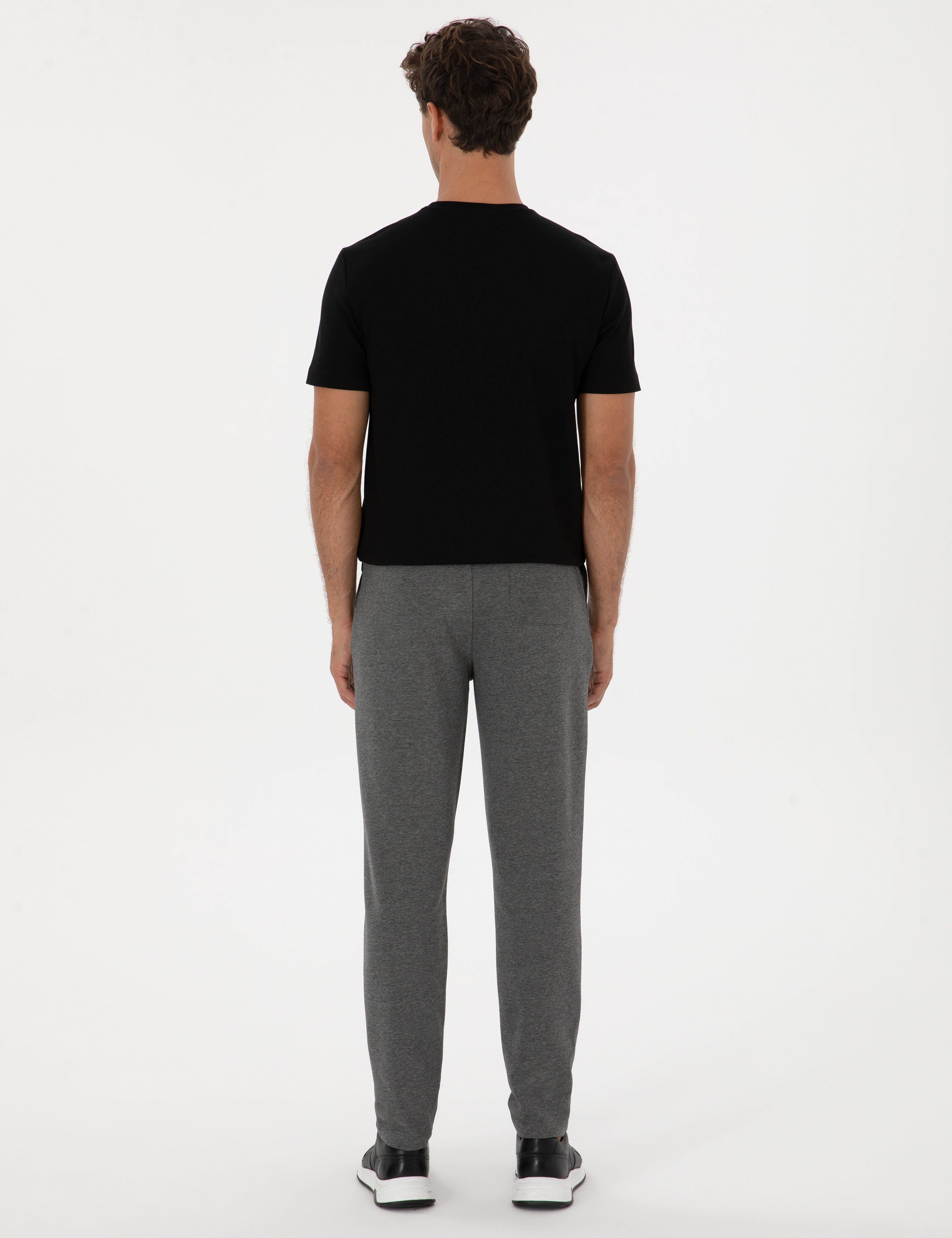 Antrasit Melanj Slim Fit 3 İplik Düz Paça Eşofman Altı