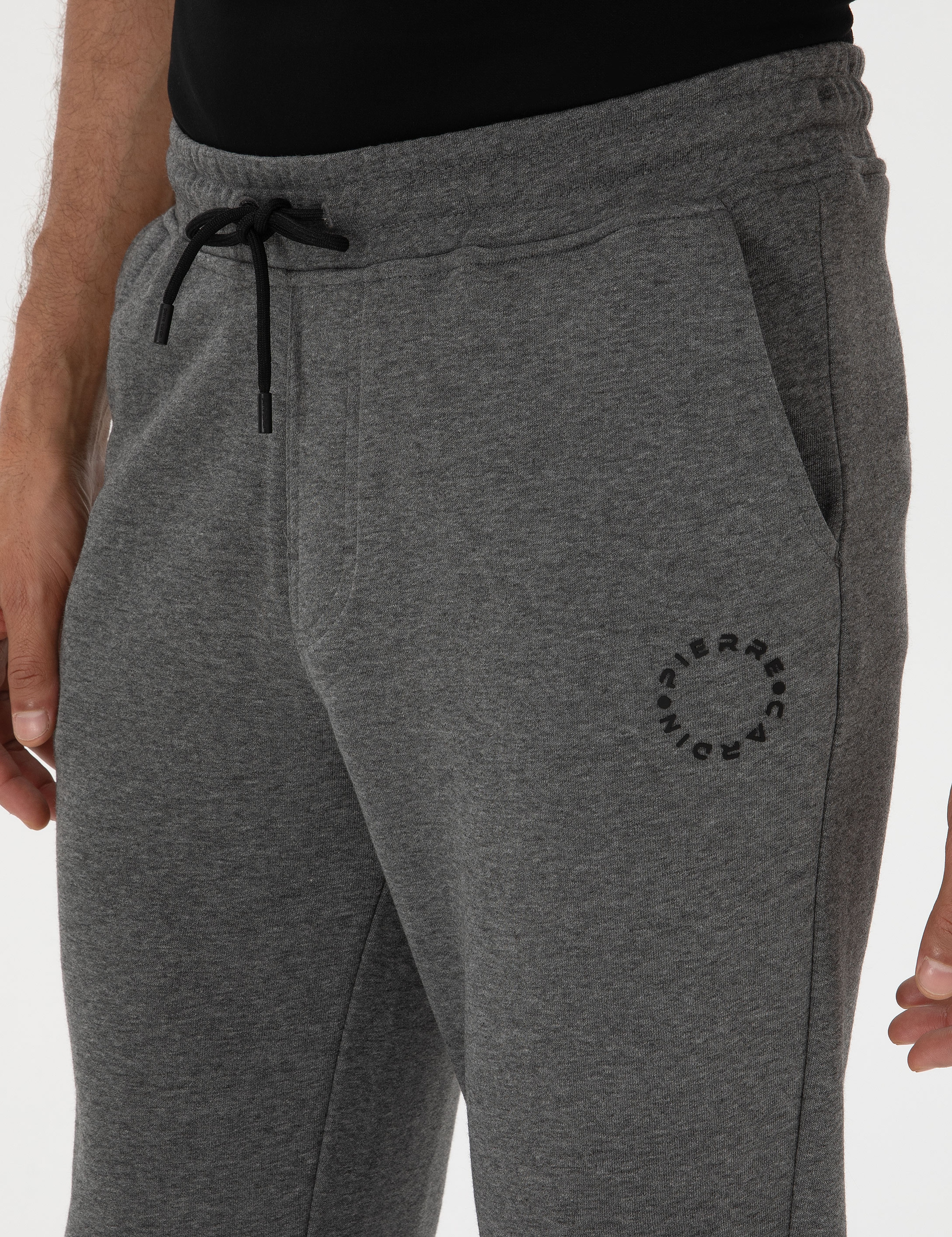 Antrasit Melanj Slim Fit 3 İplik Düz Paça Eşofman Altı - Image 5