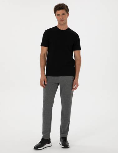 Antrasit Melanj Slim Fit 3 İplik Düz Paça Eşofman Altı