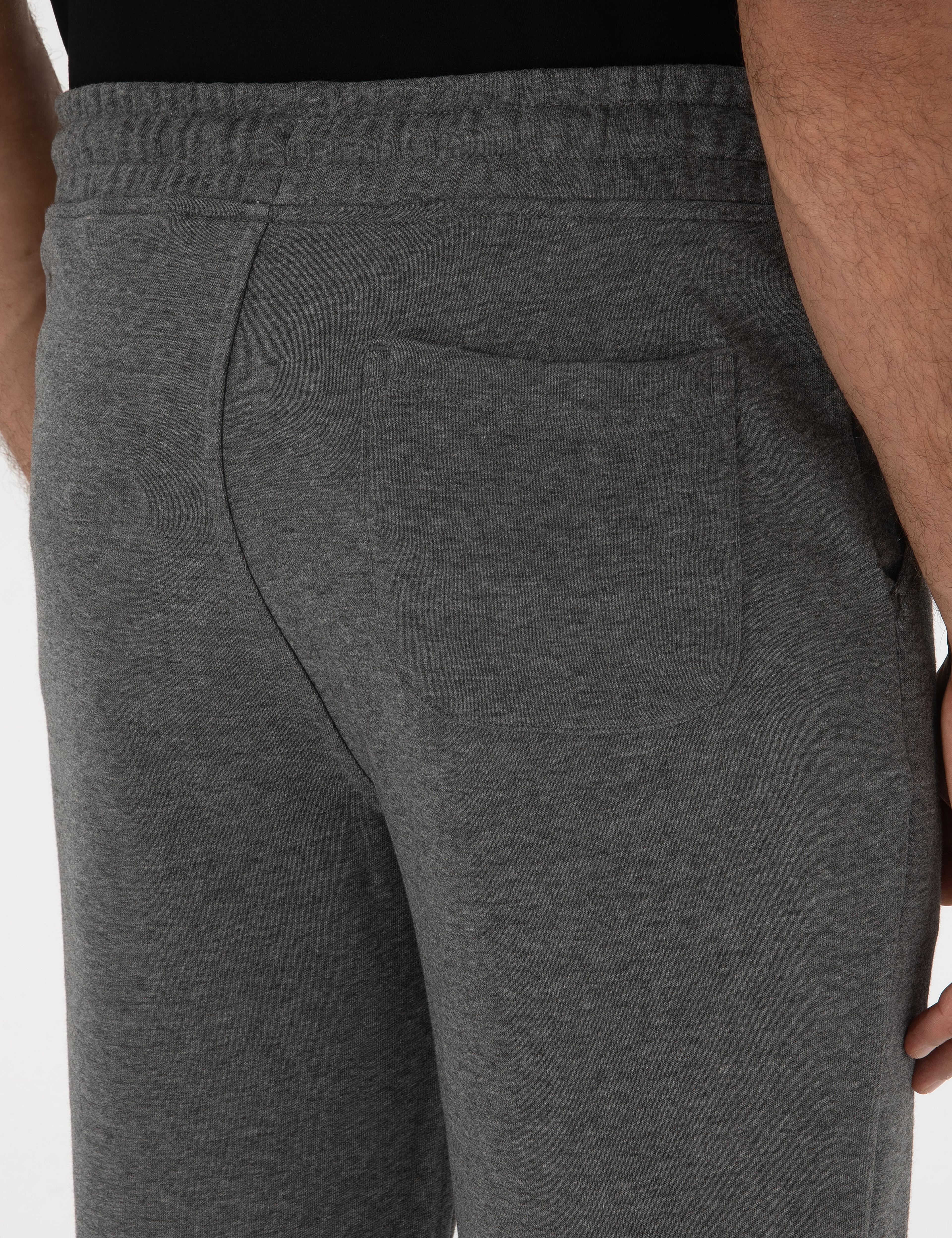 Antrasit Melanj Slim Fit 3 İplik Düz Paça Eşofman Altı - Image 6